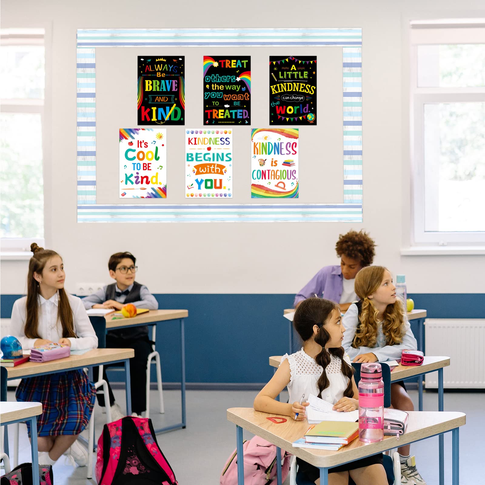 Ceiba Tree Calming Blue Teal Bulletin Board Border Vintage Turquoise Stripes Straight Rolled Borders Trim 36 feet x 3 inch Decorate Classroom Decor Decorations Back to School Wall - Image 7