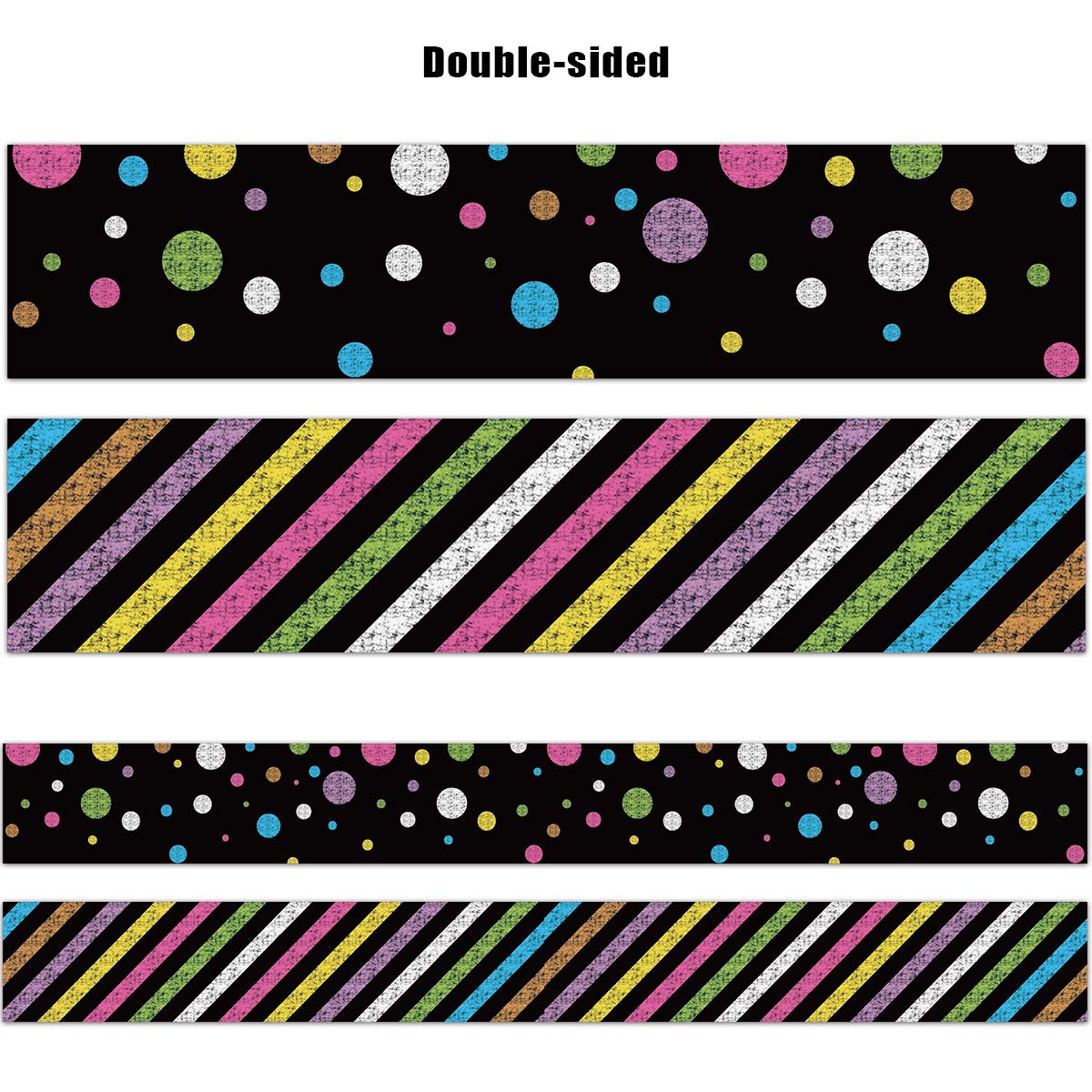 Ceiba Tree Chalkboard Bulletin Board Borders Colorful Polka Dot Straight Double Side Poster Border Trim for Whiteboard Blackboard School Classroom Office Decoration - Image 4