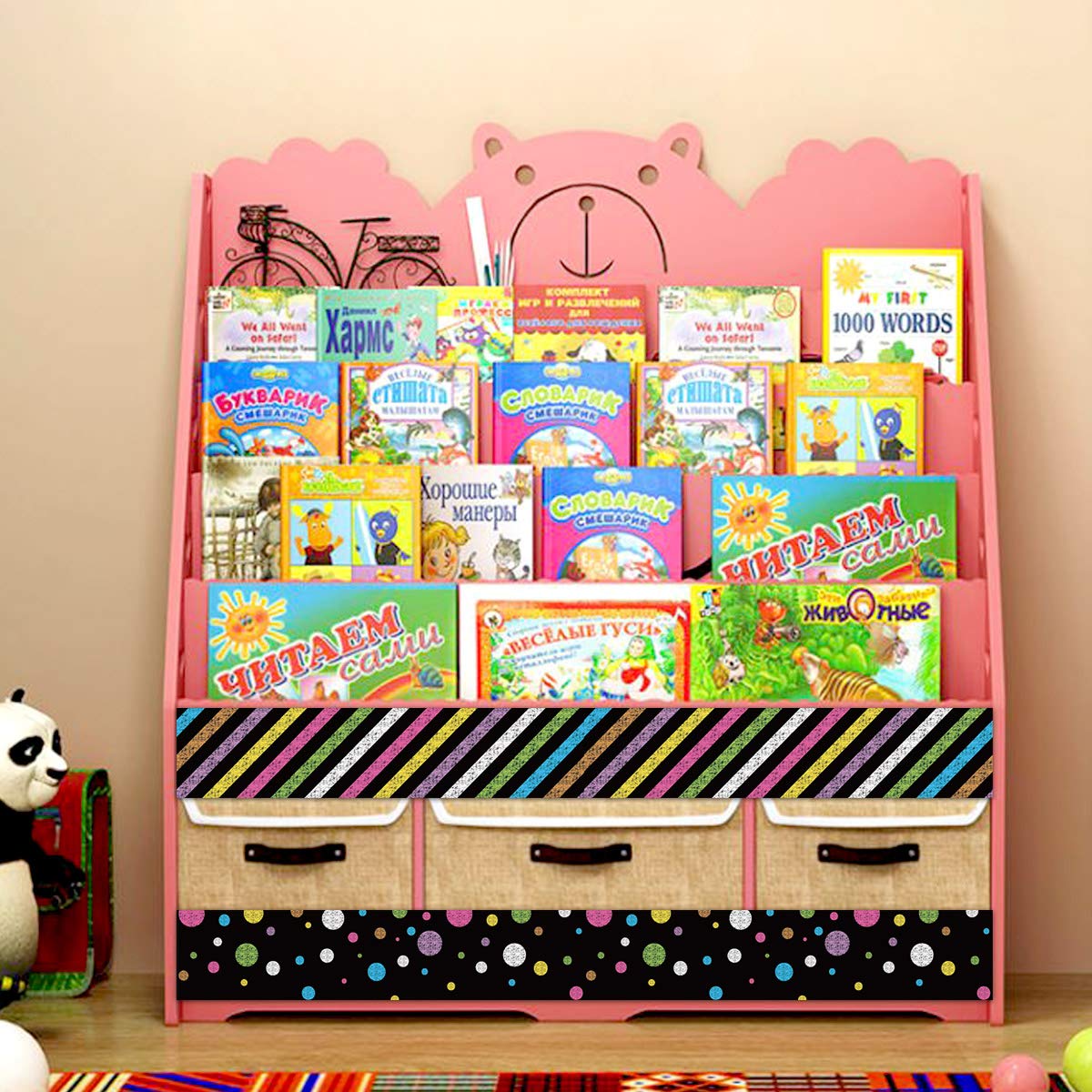 Ceiba Tree Chalkboard Bulletin Board Borders Colorful Polka Dot Straight Double Side Poster Border Trim for Whiteboard Blackboard School Classroom Office Decoration - Image 9