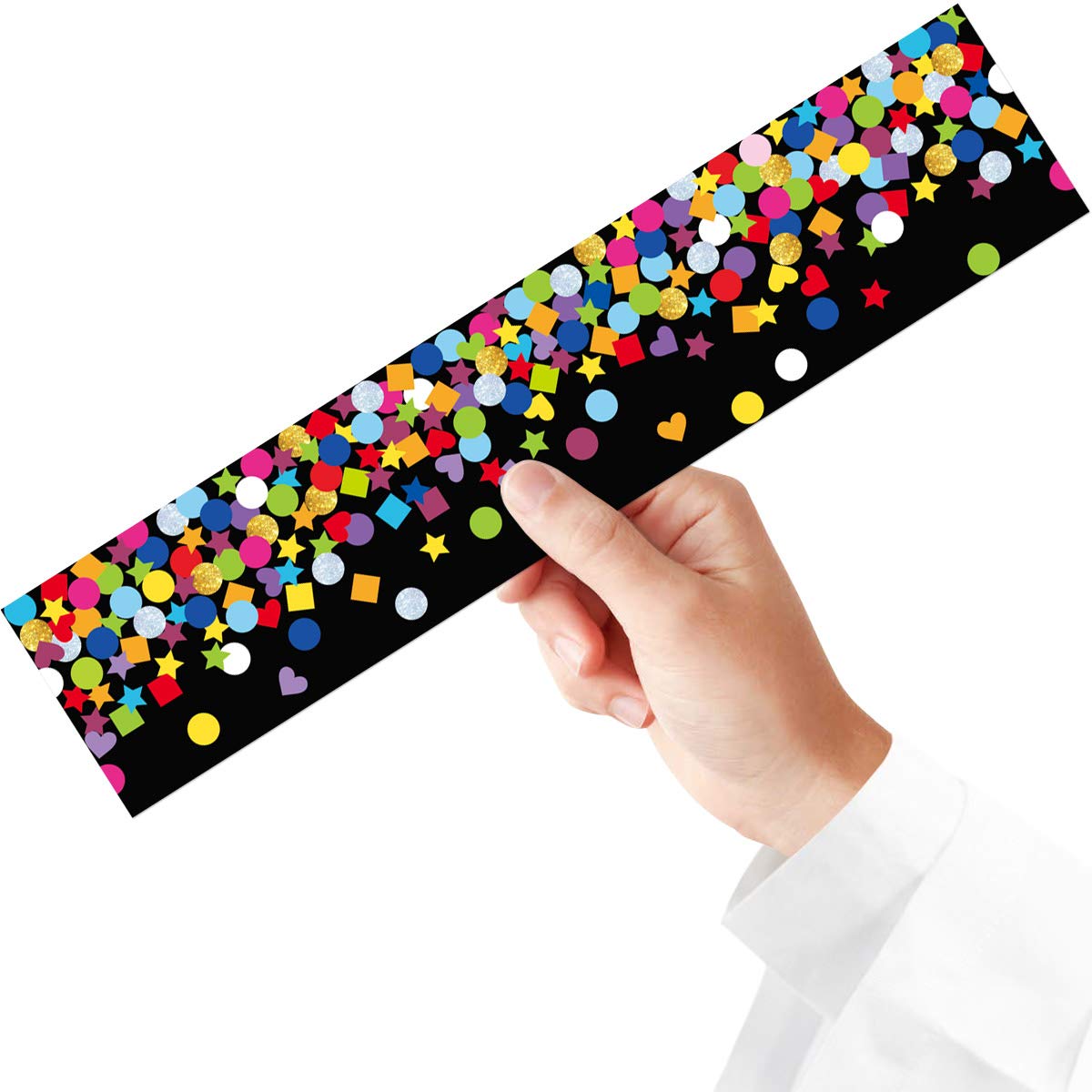 Ceiba Tree Colorful Confetti Bulletin Board Borders Colorful Dot Straight Trim Poster Border for Chalkboard Whiteboard School Classroom Office Decoration 36 Feet - Image 3