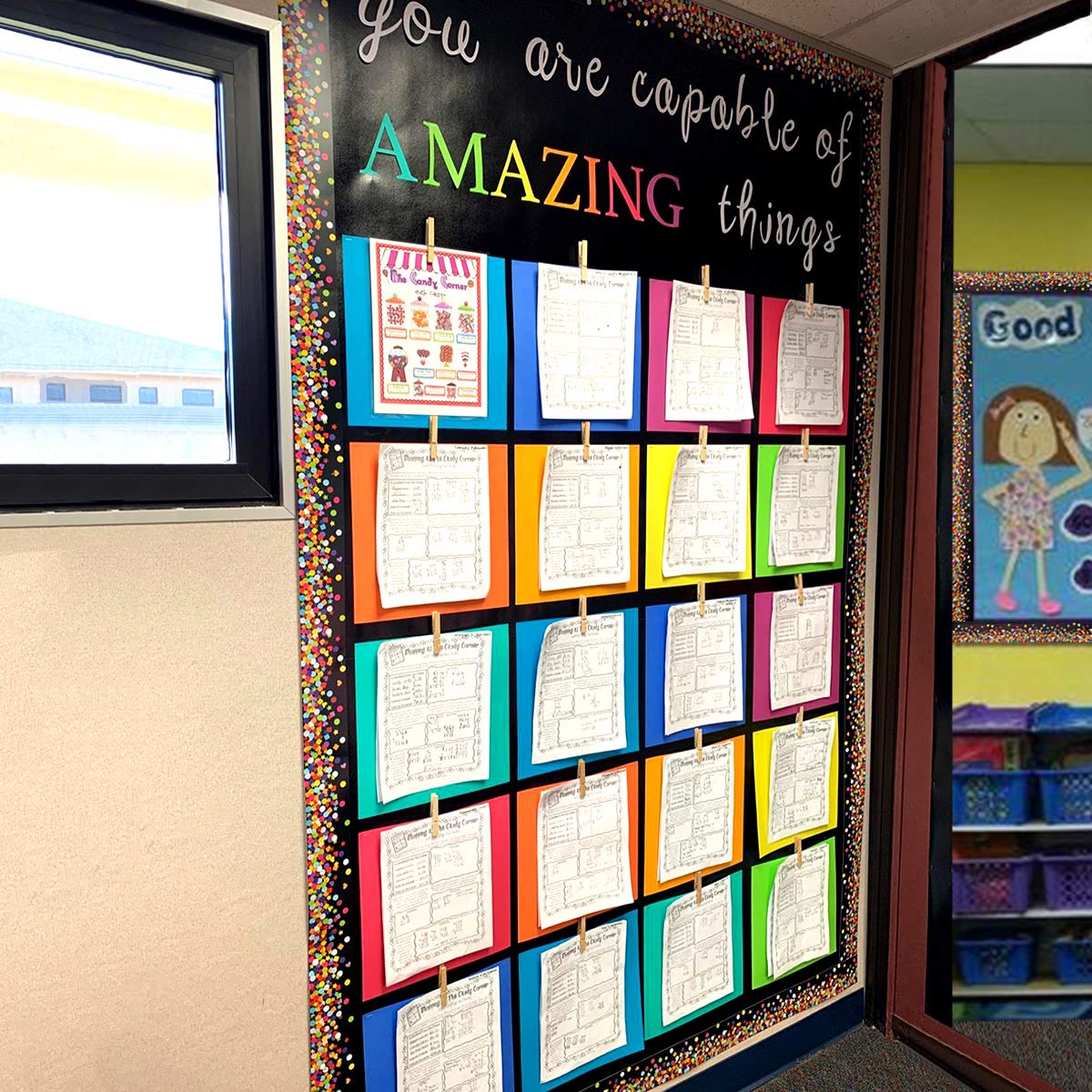 Ceiba Tree Colorful Confetti Bulletin Board Borders Colorful Dot Straight Trim Poster Border for Chalkboard Whiteboard School Classroom Office Decoration 36 Feet - Image 6