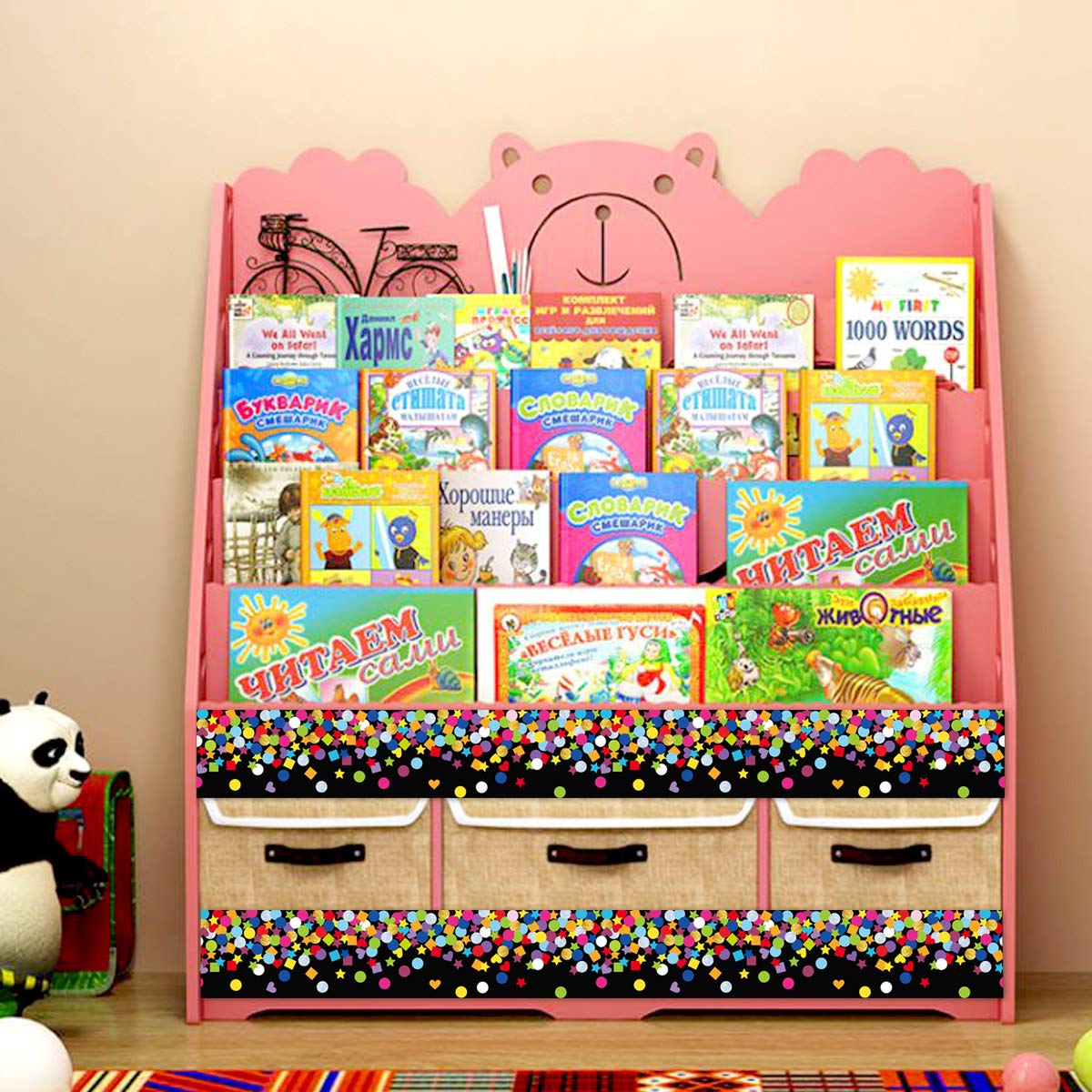 Ceiba Tree Colorful Confetti Bulletin Board Borders Colorful Dot Straight Trim Poster Border for Chalkboard Whiteboard School Classroom Office Decoration 36 Feet - Image 8