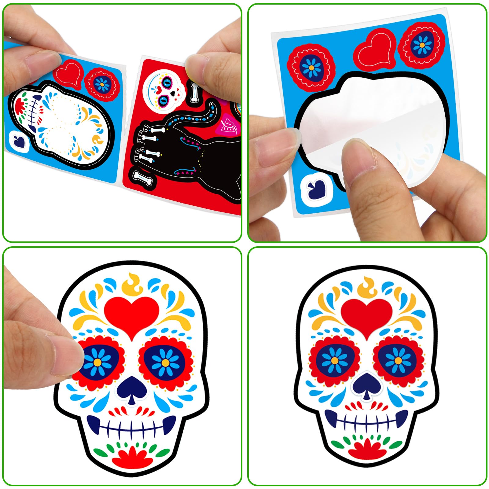 Ceiba Tree Day of Dead Stickers for Kids Make A Skull Sticker Rolled Mexican Fiesta Scene Stickers 200Pcs for Classroom Home School Party - Image 4