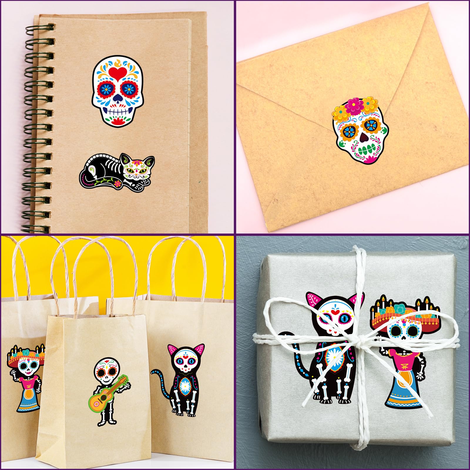 Ceiba Tree Day of Dead Stickers for Kids Make A Skull Sticker Rolled Mexican Fiesta Scene Stickers 200Pcs for Classroom Home School Party - Image 6