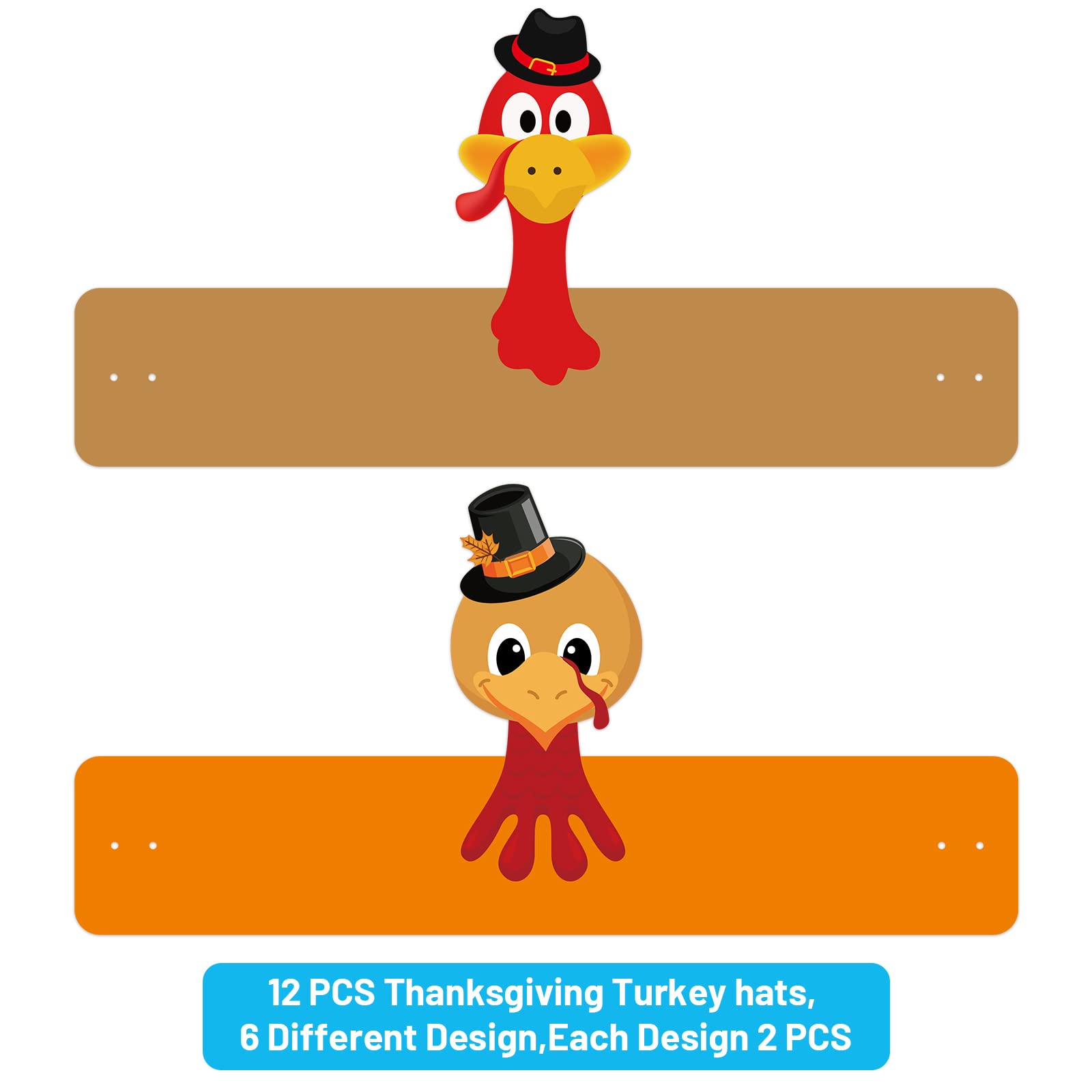 ceiba tree DIY Fall Thanksgiving Turkey Crowns Crafts Activities for Kids Headbands Hats Craft Kits 12 PCS Party Decoration Supplies School Holiday - Image 4