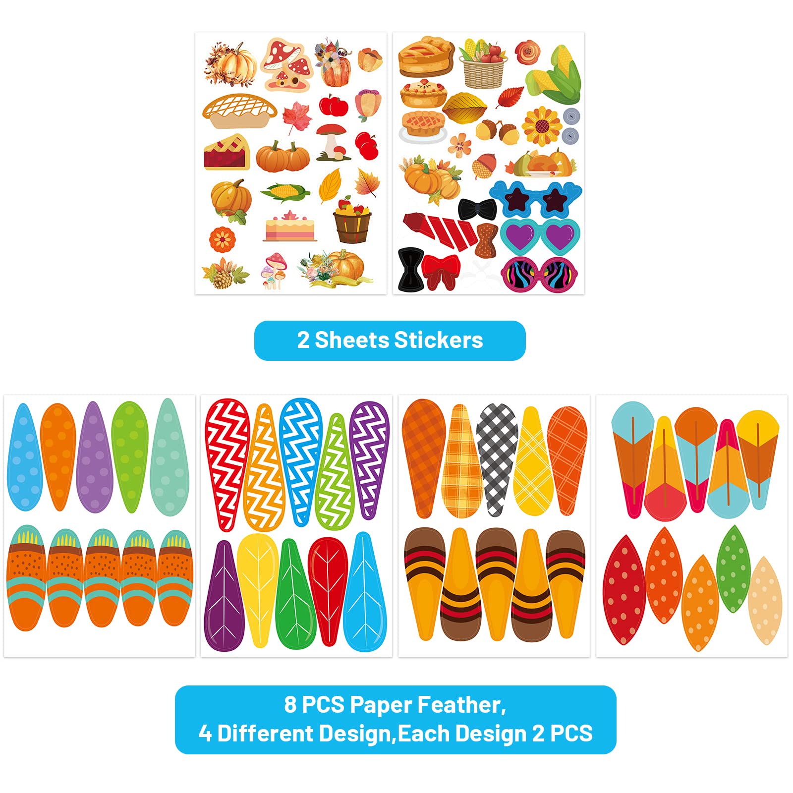 ceiba tree DIY Fall Thanksgiving Turkey Crowns Crafts Activities for Kids Headbands Hats Craft Kits 12 PCS Party Decoration Supplies School Holiday - Image 5