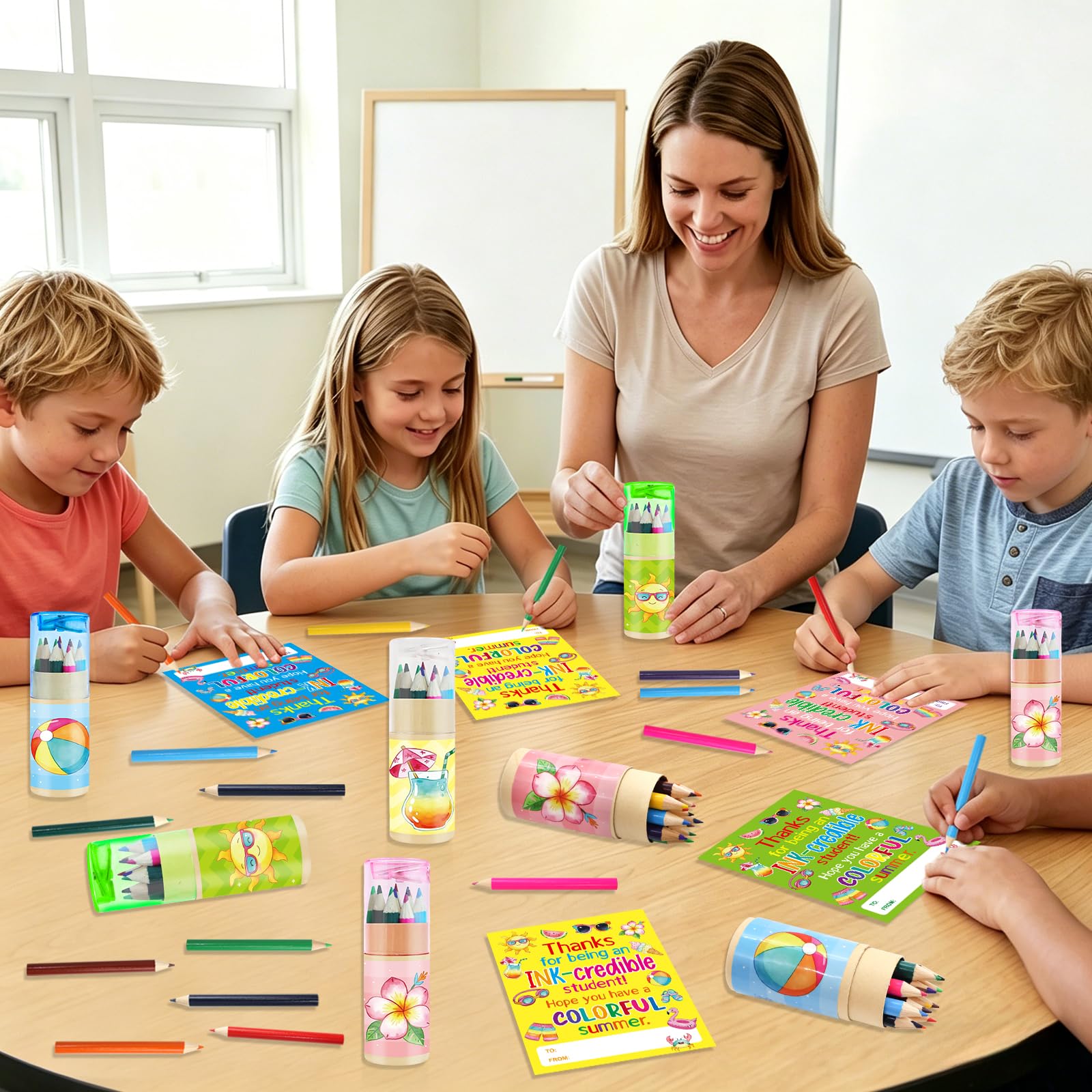 ceiba tree End of School Year Student Summer Gifts Pencils from Teacher Kindergarten Preschool Graduation Gifts for Kids Bulk 12 Boxes Mini Sharpened Colors Pencils with Cards Classroom Supplies - Image 5