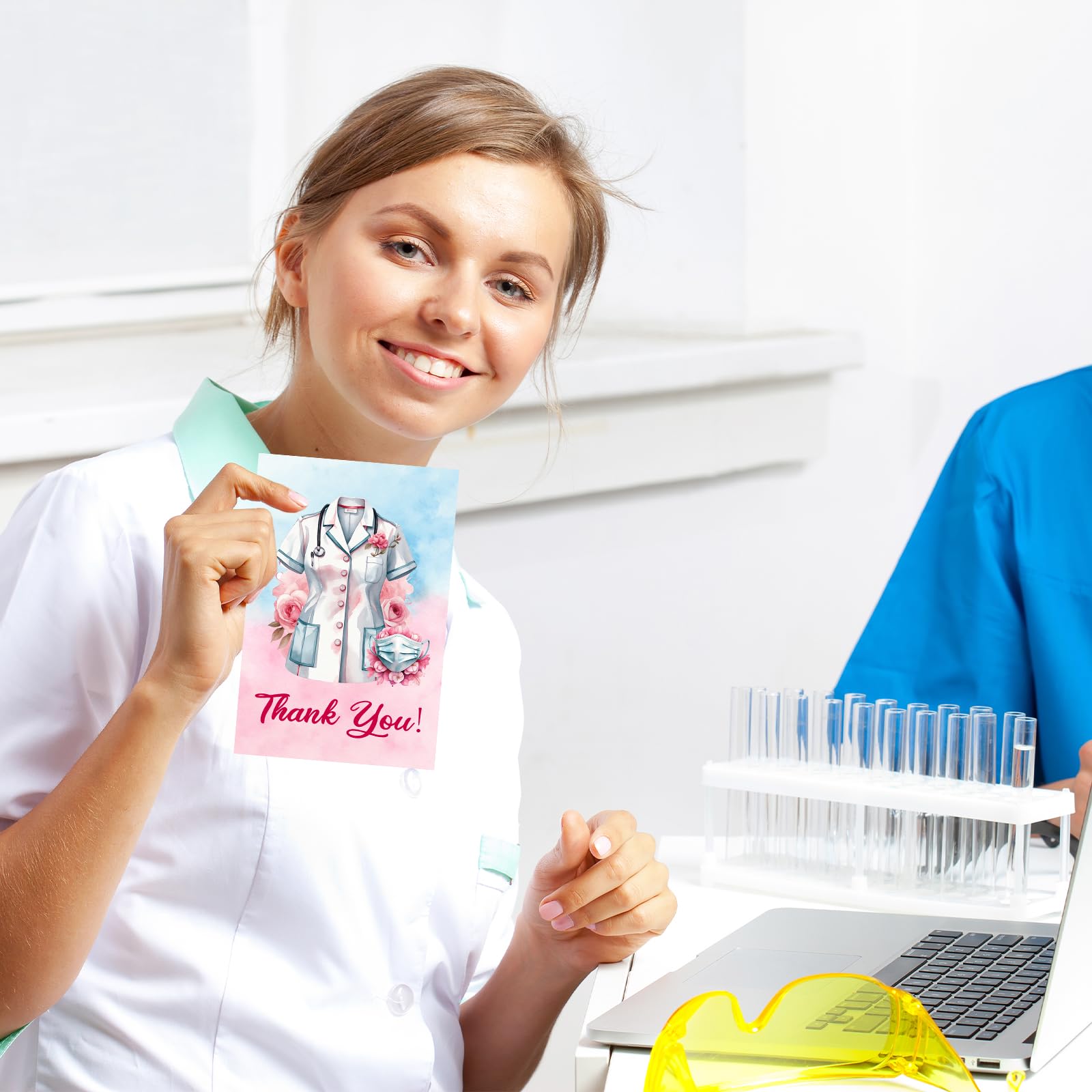 ceiba tree Floral Nurses Thank You Cards 24Pcs Medical Healthcare Workers Appreciation Greeting Cards with Envelopes and Stickers Thank You Notescard for Doctors Nurse - Image 6