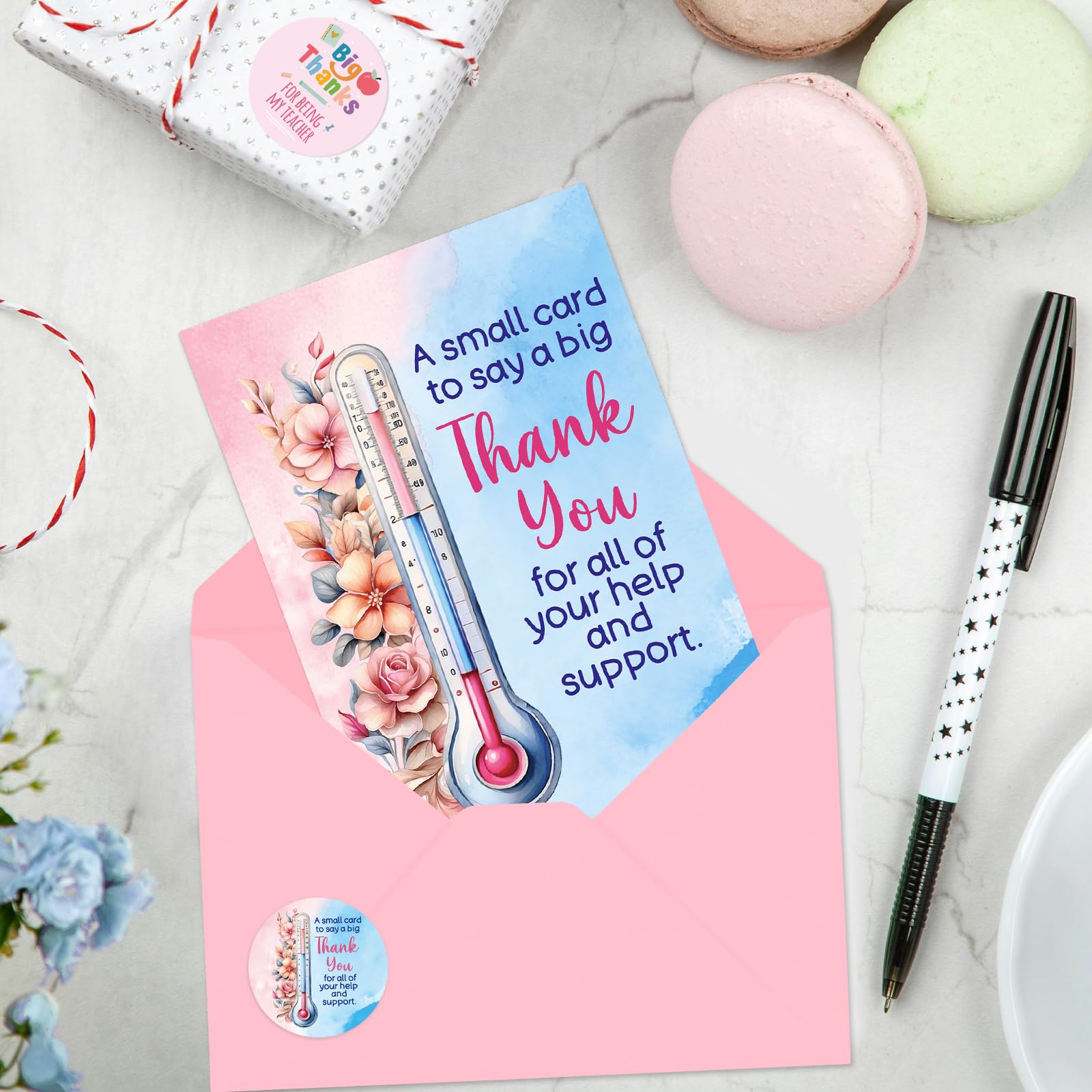 ceiba tree Floral Nurses Thank You Cards 24Pcs Medical Healthcare Workers Appreciation Greeting Cards with Envelopes and Stickers Thank You Notescard for Doctors Nurse - Image 7