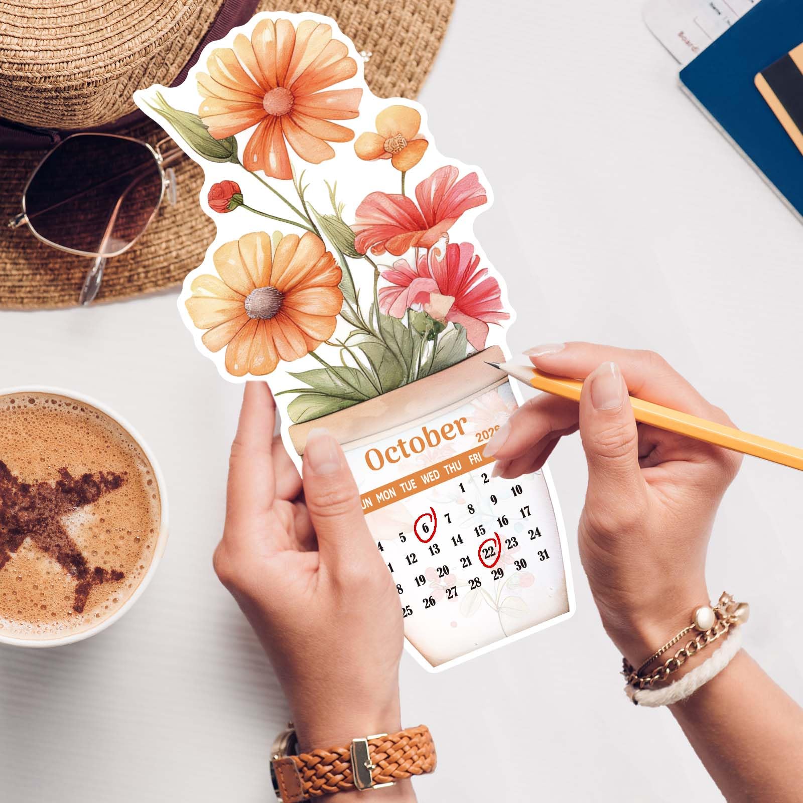 Ceiba Tree Flower Desk Calendar 2026 Removable Flower Vase Shaped New Year Monthly Calendar for Home Office - Image 6