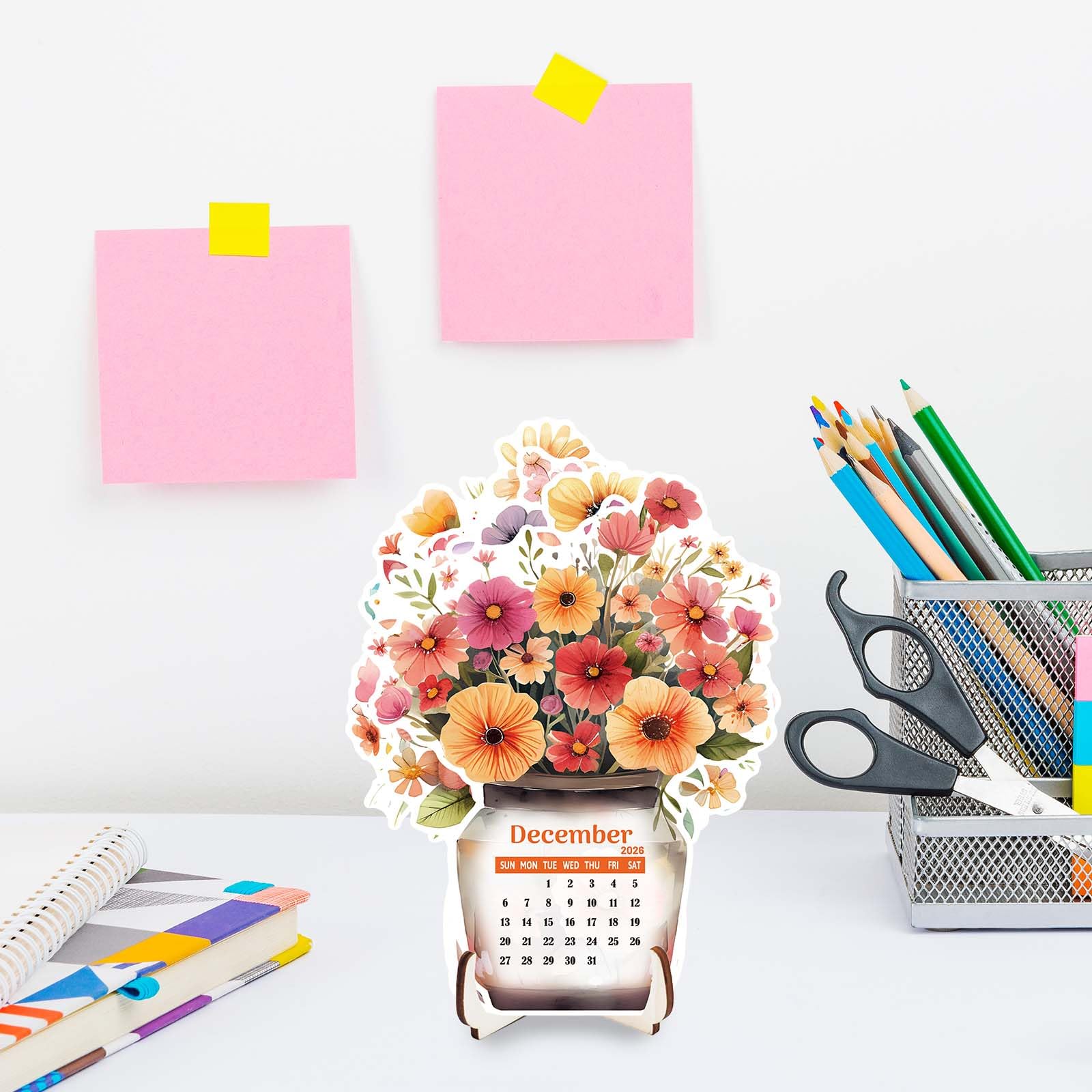Ceiba Tree Flower Desk Calendar 2026 Removable Flower Vase Shaped New Year Monthly Calendar for Home Office - Image 7