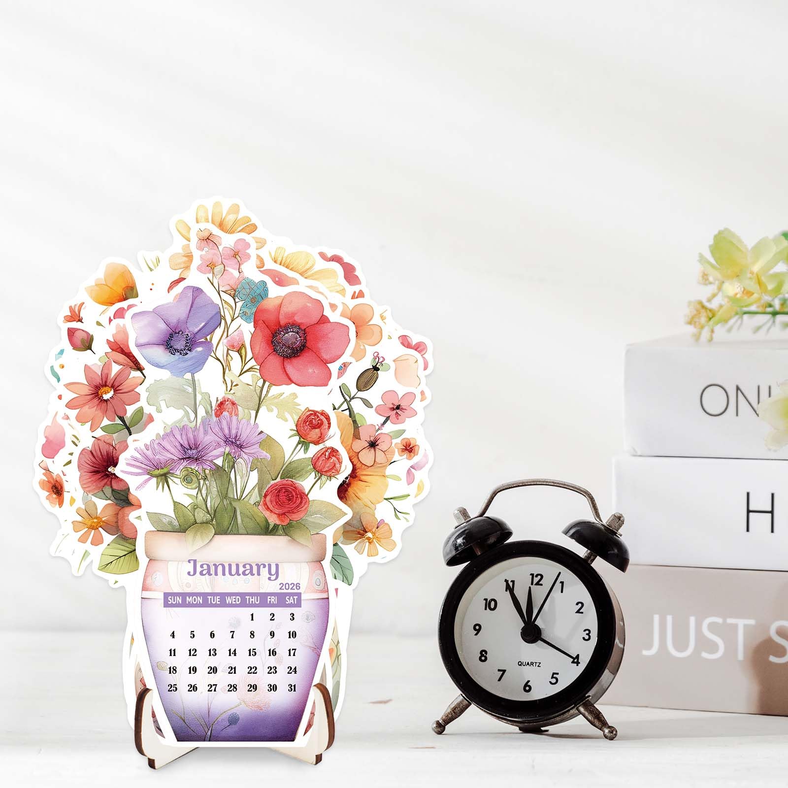Ceiba Tree Flower Desk Calendar 2026 Removable Flower Vase Shaped New Year Monthly Calendar for Home Office - Image 8