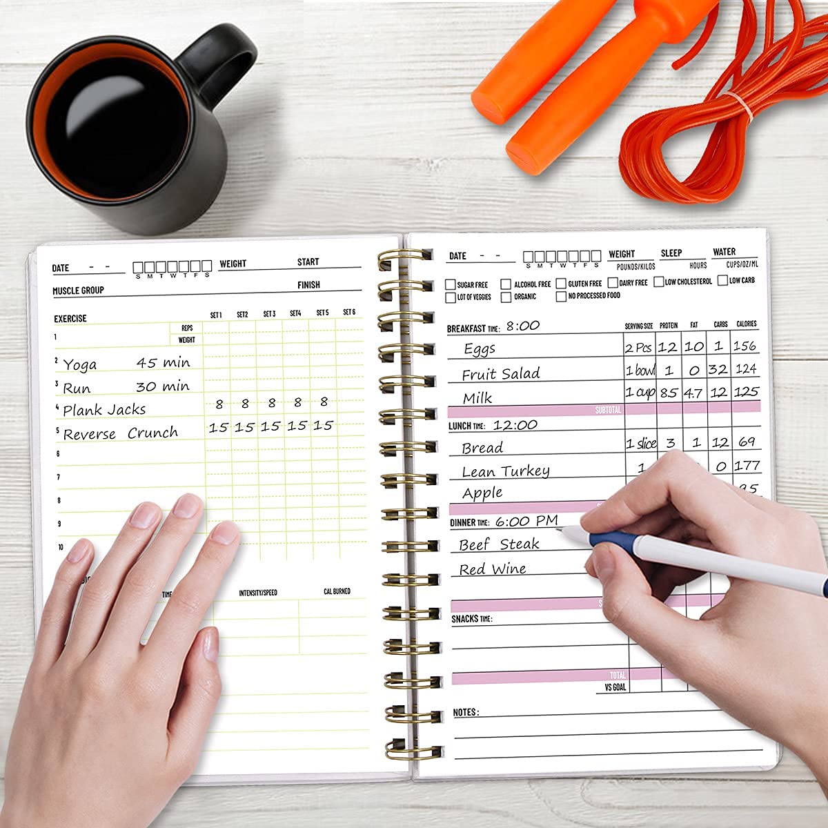 Ceiba Tree Food and Fitness Meal Workout Journal Diary Wellness Log Notebook Planner Weight Loss Diet Exercise Training Health Tracker 6.1x 8.5 inch Hard Cover - Image 8