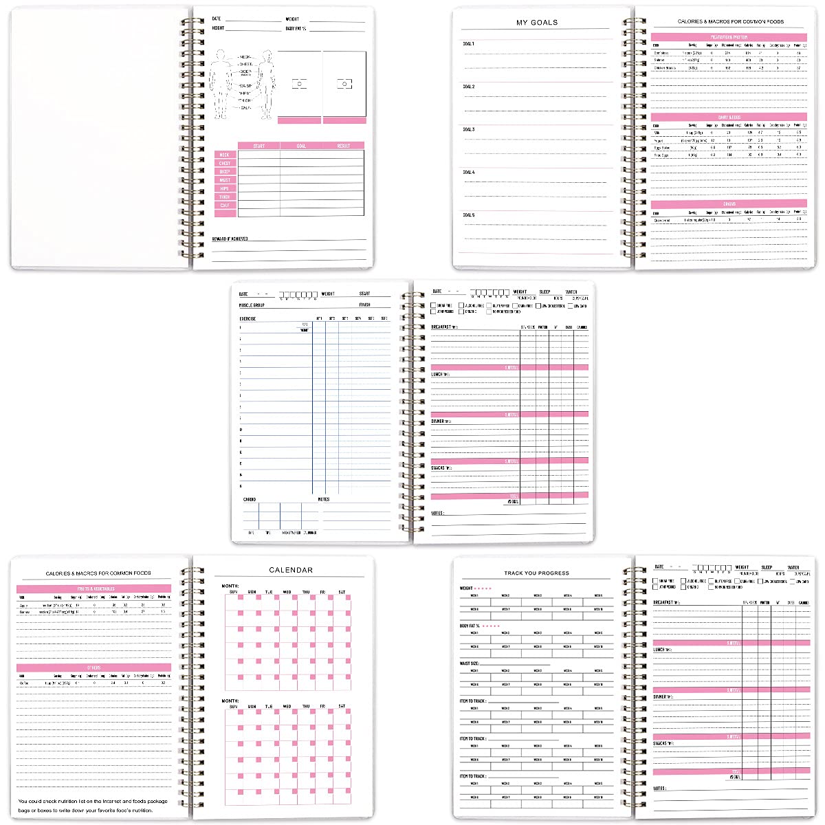 Ceiba Tree Food Fitness Workout Journal Weight Loss Nutrition Wellness Calorie Counter Log Diary Notebook Meal Planner Diet Exercise Training Health Tracker 6.1" x 8.5" - Image 3