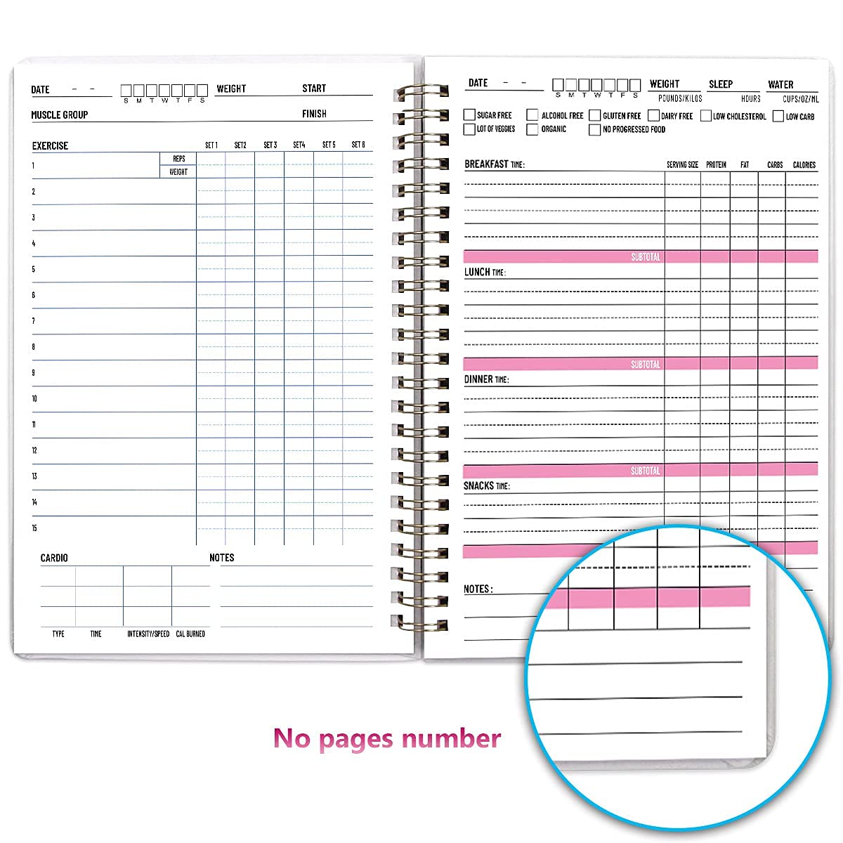 Ceiba Tree Food Fitness Workout Journal Weight Loss Nutrition Wellness Calorie Counter Log Diary Notebook Meal Planner Diet Exercise Training Health Tracker 6.1" x 8.5" - Image 5