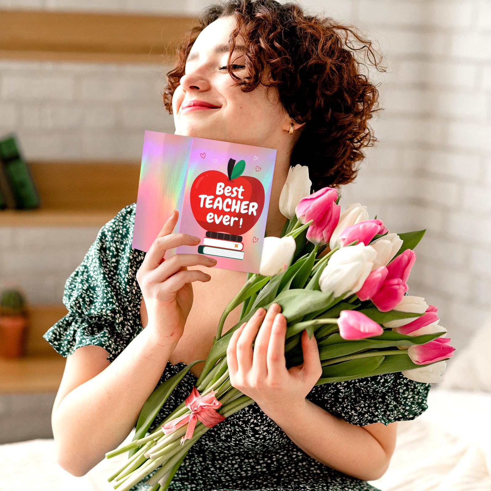 ceiba tree Glitter Teacher Appreciation Cards Laser Shiny 12Pcs Thank You Teachers Greeting Cards with Envelopes and Stickers Bulk Assortment for Appreciation Week Graduation End of the Year Supplies - Image 4