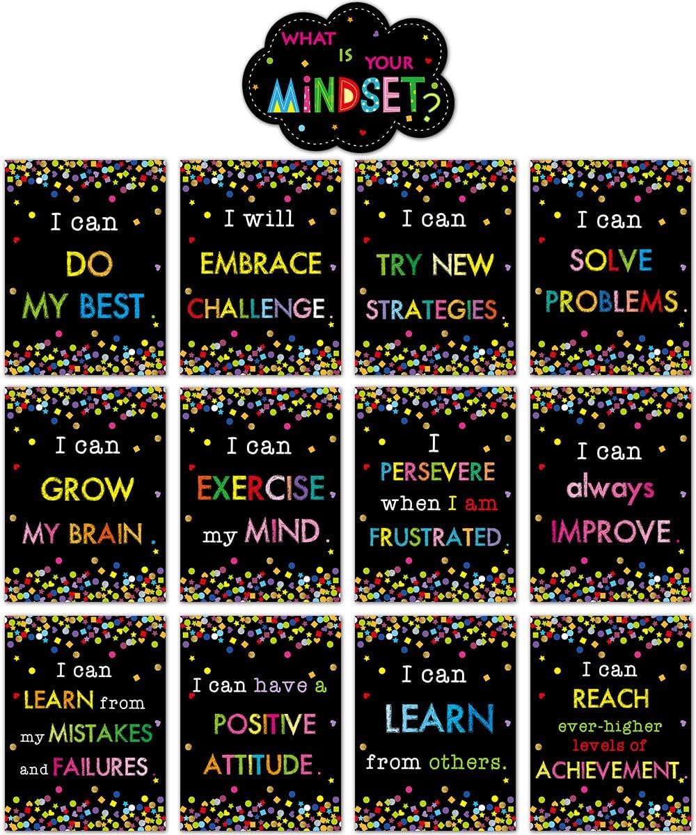 Ceiba Tree Growth Mindset Posters Classroom Bulletin Board Inspirational Poster Motivational Signs Positive Sayings What is Your Mindset for Chalkboard Whiteboard School Classroom Office Decorations - Image 8