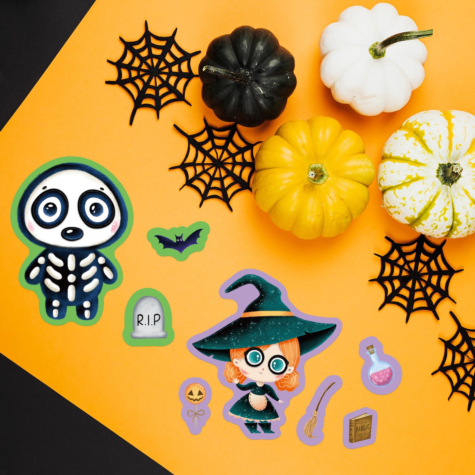 Ceiba Tree Halloween Stickers for Kids Make Your Own Halloween Sticker Rolled Scene Stickers 200 Pcs for Classroom Home School Party - Image 6