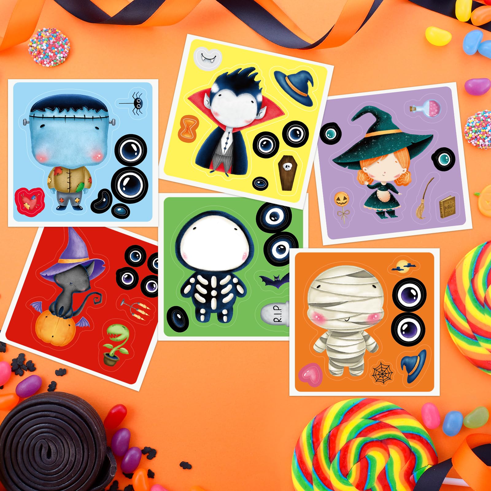 Ceiba Tree Halloween Stickers for Kids Make Your Own Halloween Sticker Rolled Scene Stickers 200 Pcs for Classroom Home School Party - Image 7