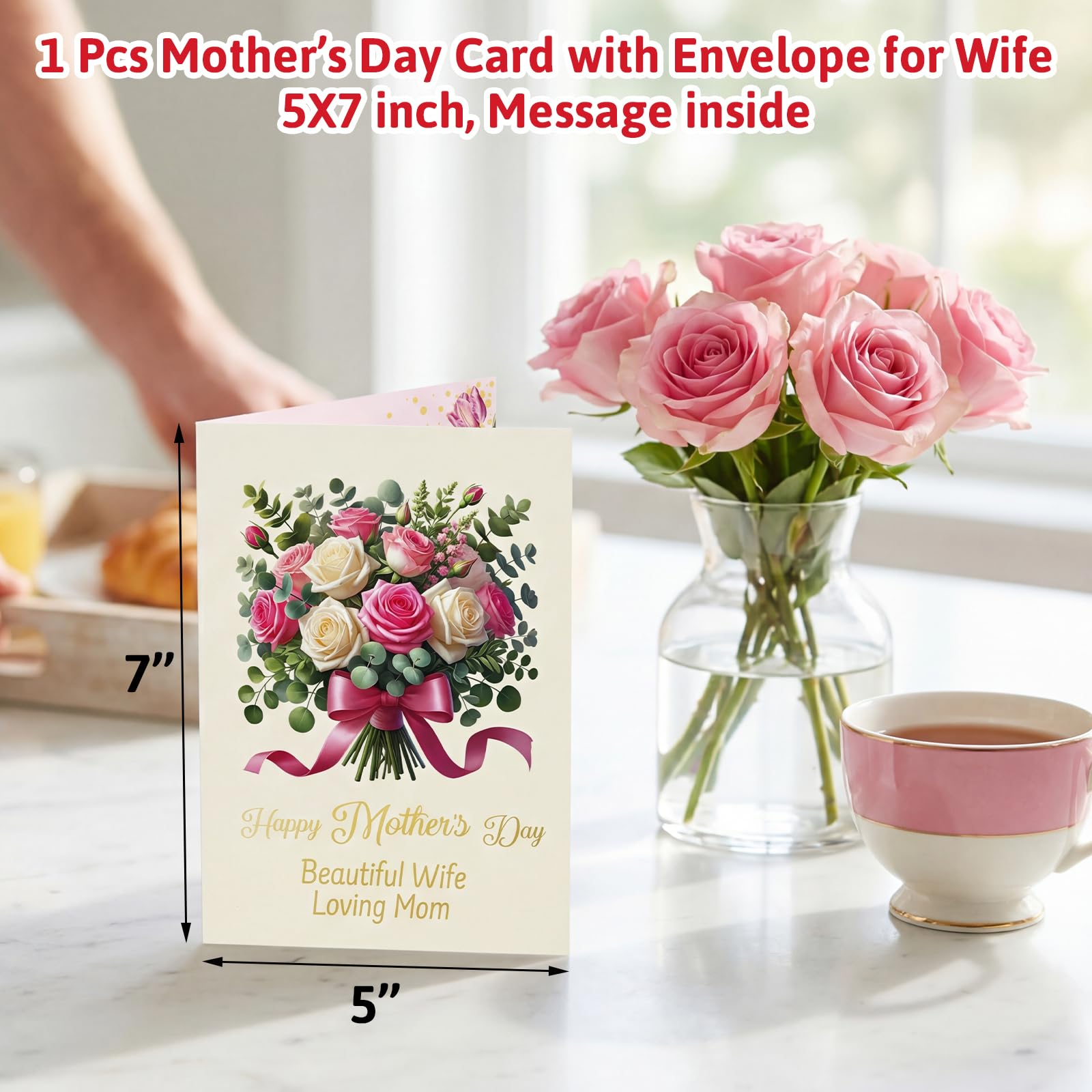 ceiba tree Happy Mother's Day Card for Wife from Husband Romantic Mothers Day Card for Wife Her Message inside 5X7 inch with Envelope - Image 4