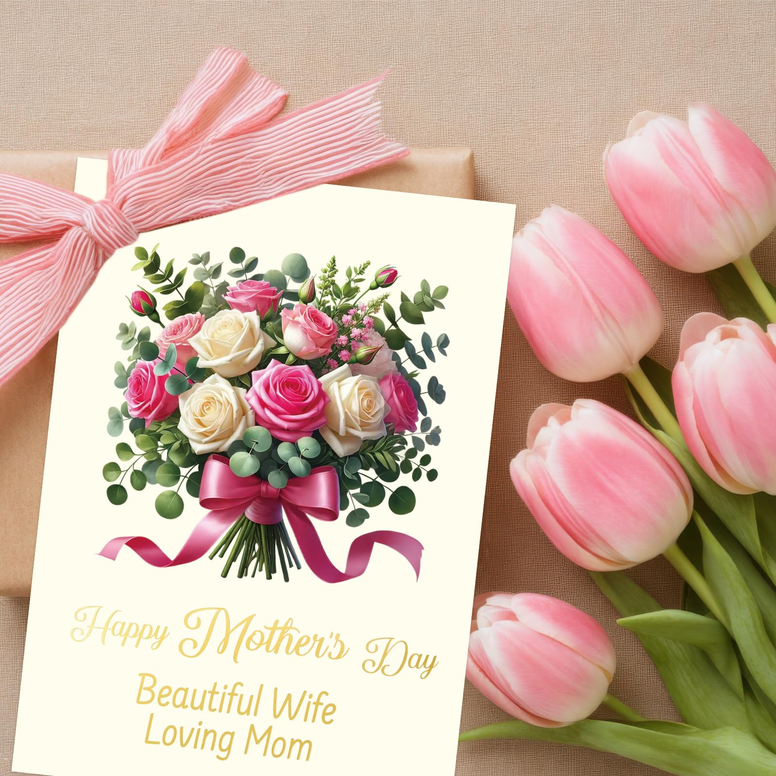 ceiba tree Happy Mother's Day Card for Wife from Husband Romantic Mothers Day Card for Wife Her Message inside 5X7 inch with Envelope - Image 7