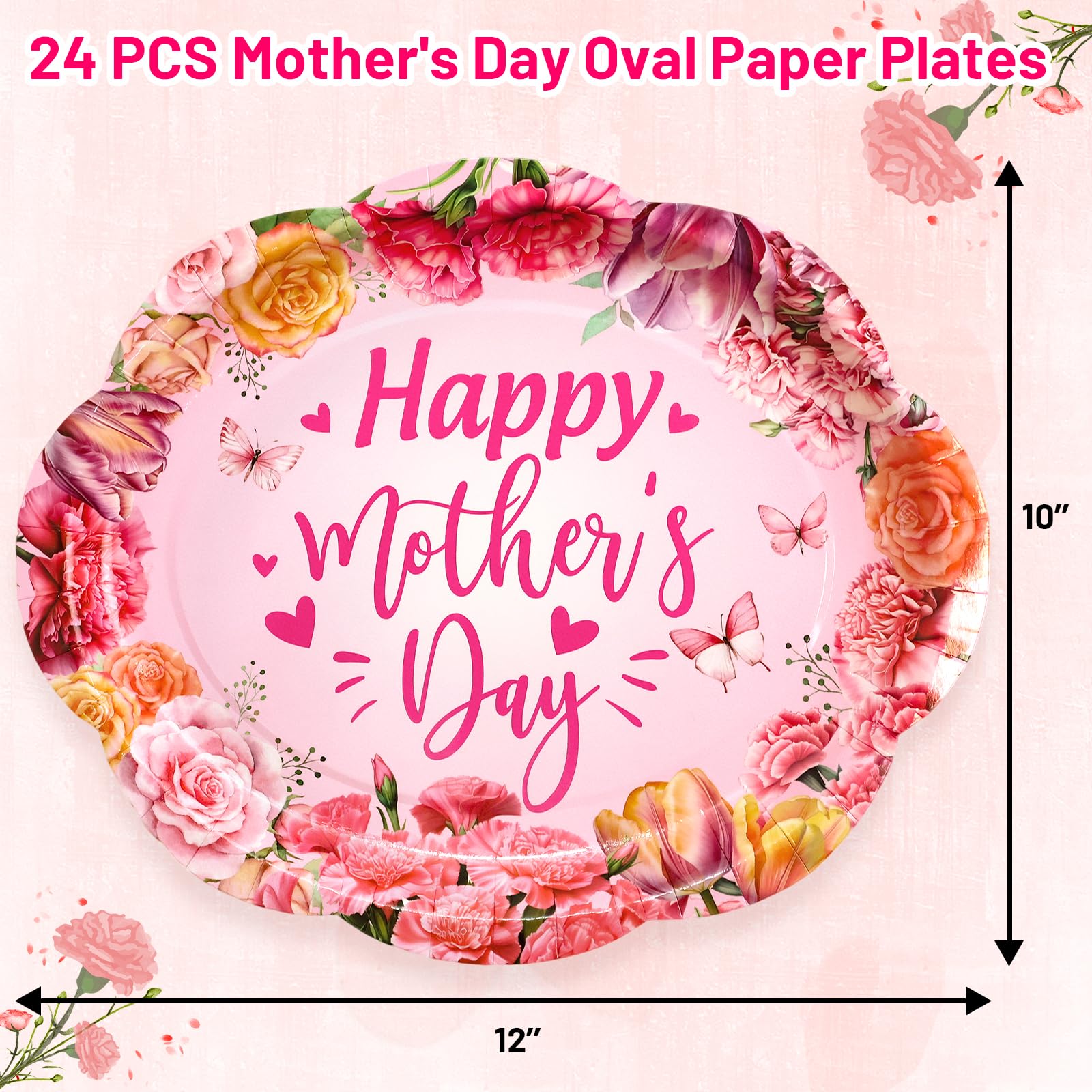 ceiba tree Happy Mother's Day Oval Paper Plates Disposable Large 10 X 12 inch 24 PCS Party Supplies Table Decorations Decor - Image 4