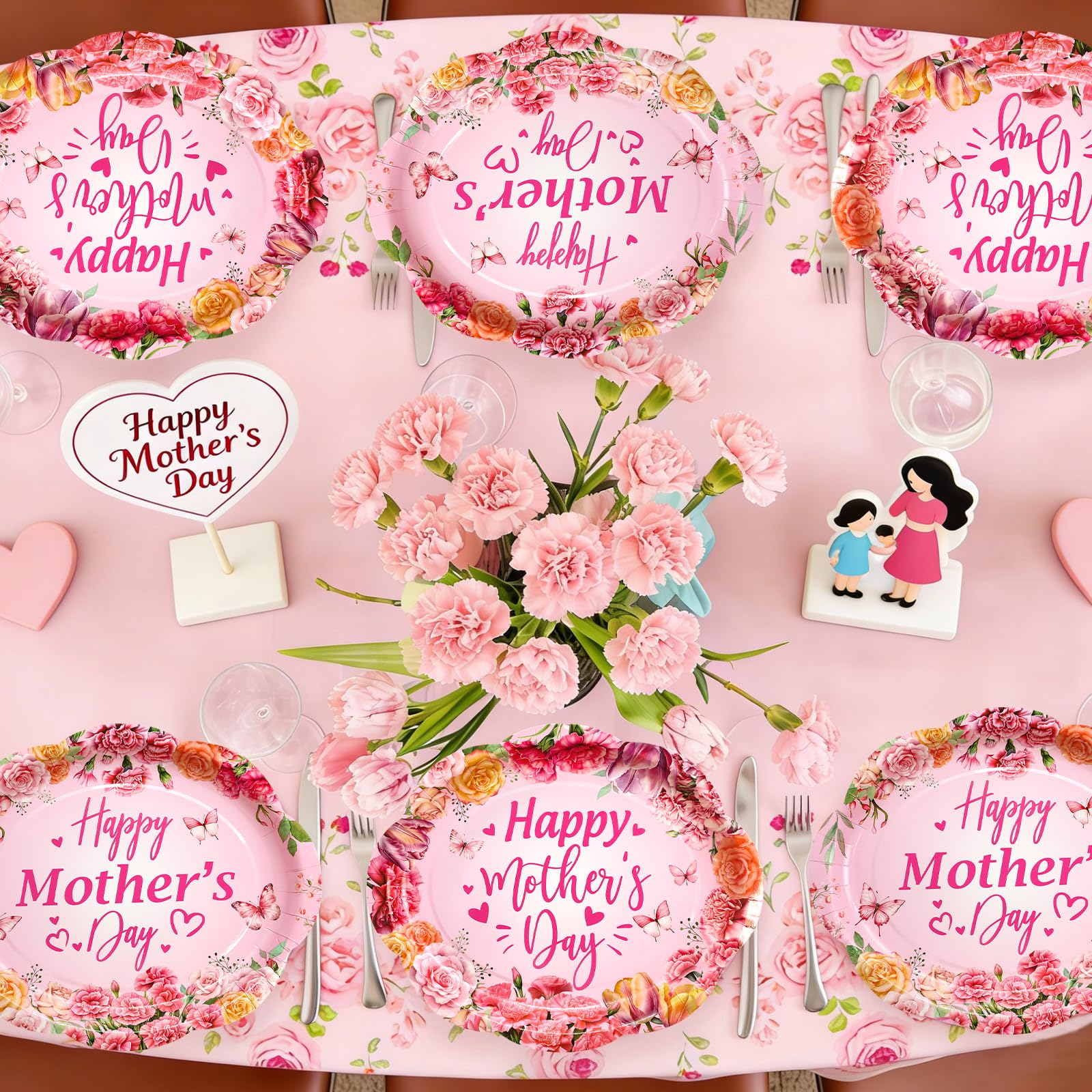 ceiba tree Happy Mother's Day Oval Paper Plates Disposable Large 10 X 12 inch 24 PCS Party Supplies Table Decorations Decor - Image 6