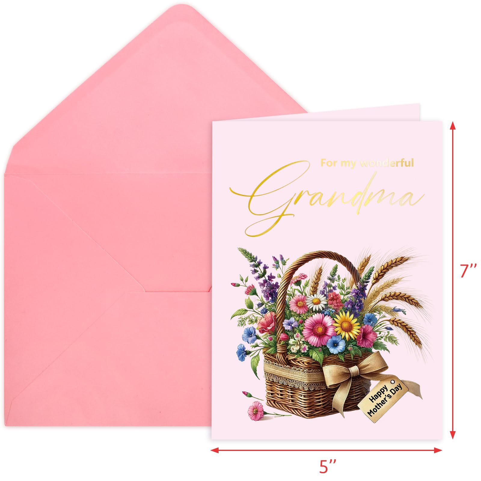 ceiba tree Happy Mothers Day Card For Grandma with Envelope Message inside 5X7 inch - Image 3