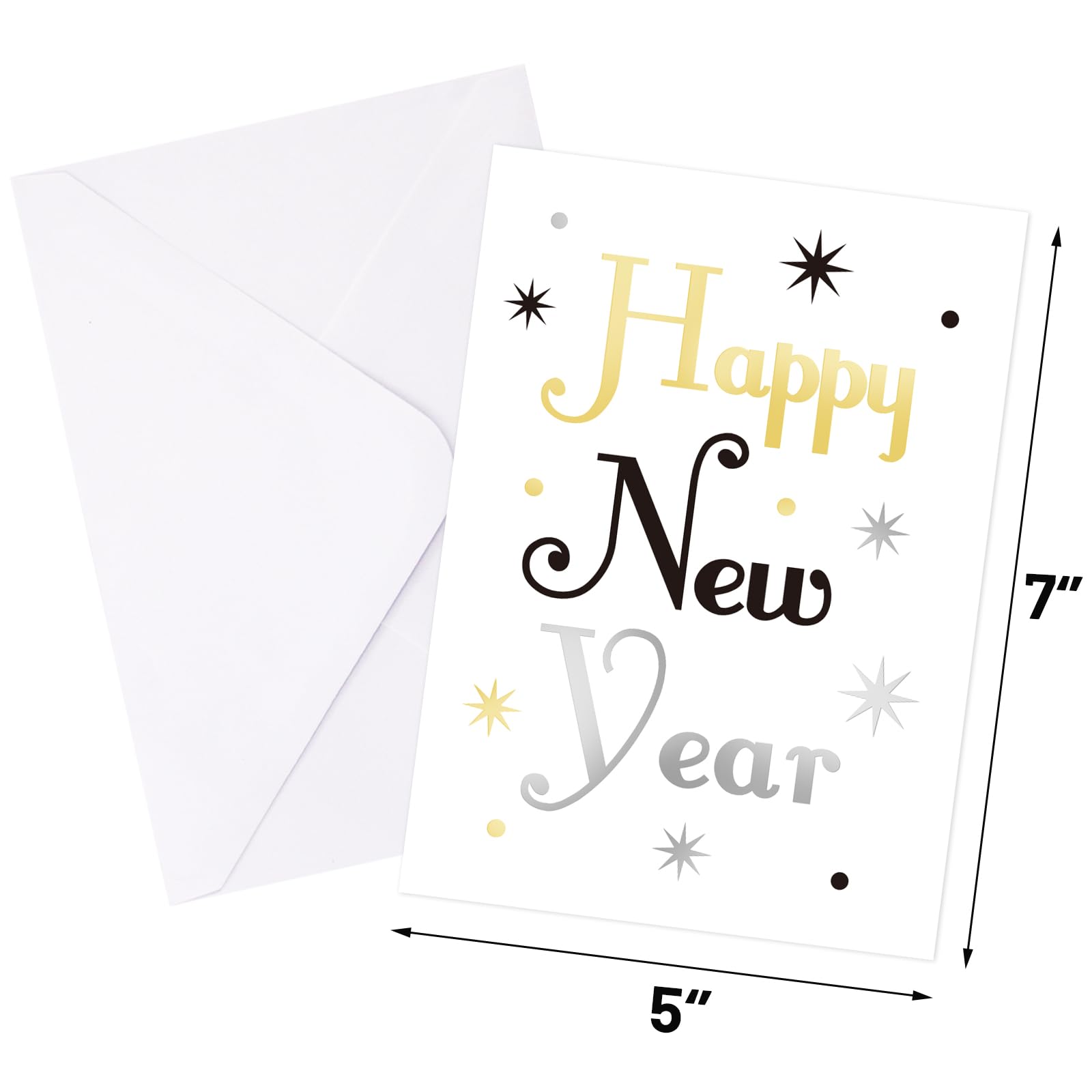 ceiba tree Happy New Year Cards 2026 Gold Foil New Years Eve Greeting Cards with Envelopes Happy Holidays NYE Notecards for Office Business School Staff Employees - Image 3