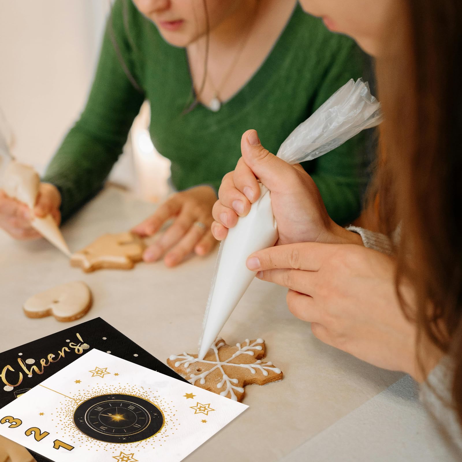 Ceiba Tree Happy New Year Paper Napkins 2026 Disposable Cocktail Beverage Gold and Black Napkins for New Year Eve Party Supplies Decorations Table Decor 48Pcs - Image 5