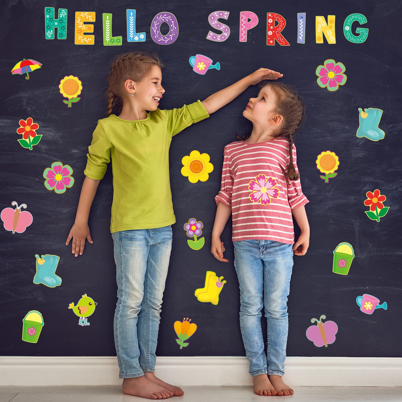 Ceiba Tree Hello Spring Bulletin Board Decorations Spring April Flower Cutouts 52Pcs Springtime Colorful Mix Floral DIY Craft Cut-Outs for Kids School Classroom Party Supplies - Image 5