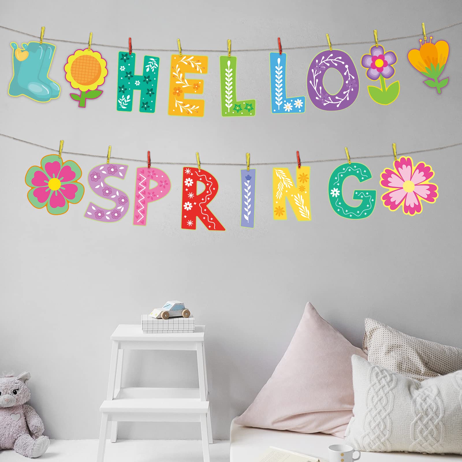 Ceiba Tree Hello Spring Bulletin Board Decorations Spring April Flower Cutouts 52Pcs Springtime Colorful Mix Floral DIY Craft Cut-Outs for Kids School Classroom Party Supplies - Image 6