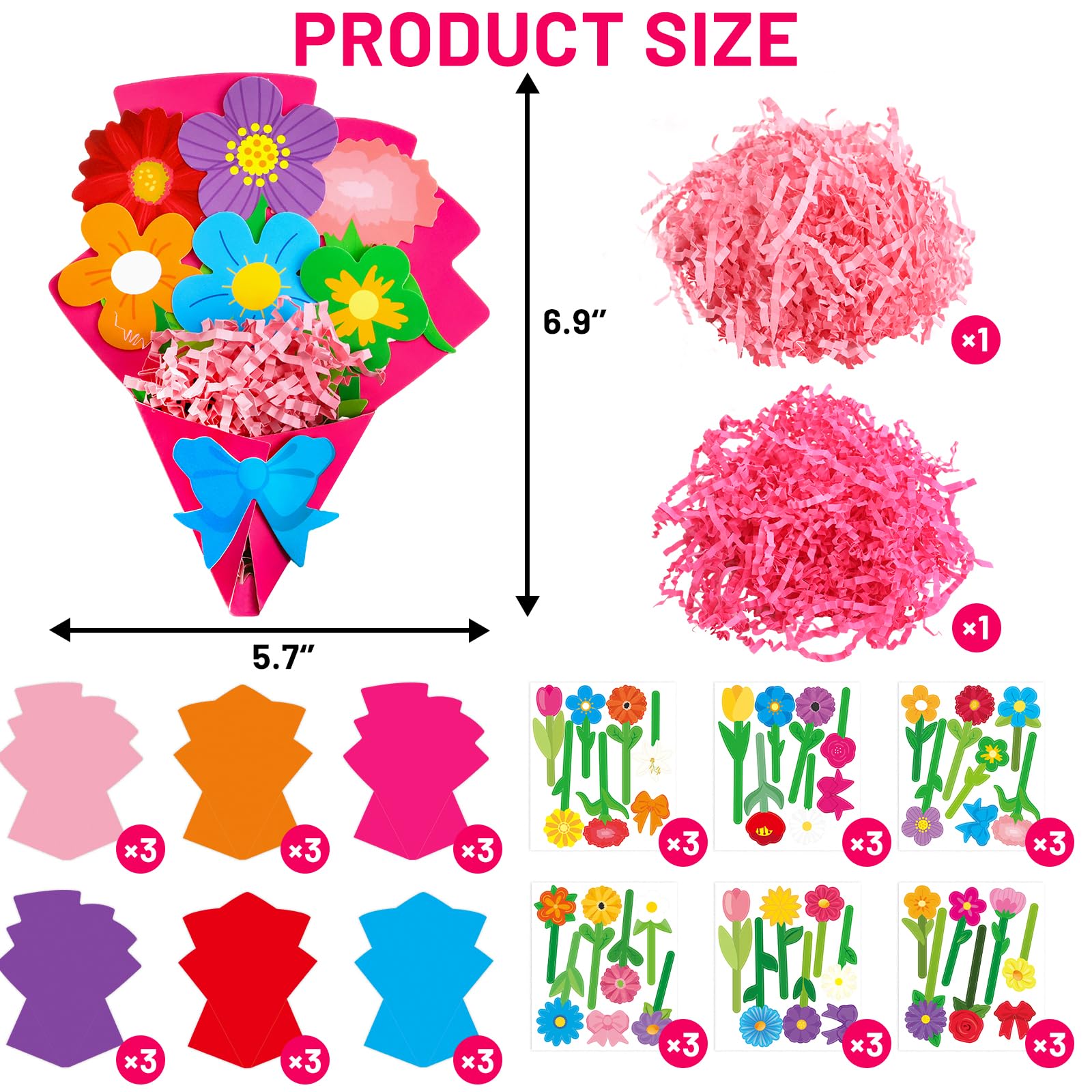 ceiba tree Mothers Day Flower Bouquet Crafts Kit DIY Happy Mother's Day Flower Crafts School Classroom Activities Paper Flowers Party Favors - Image 3
