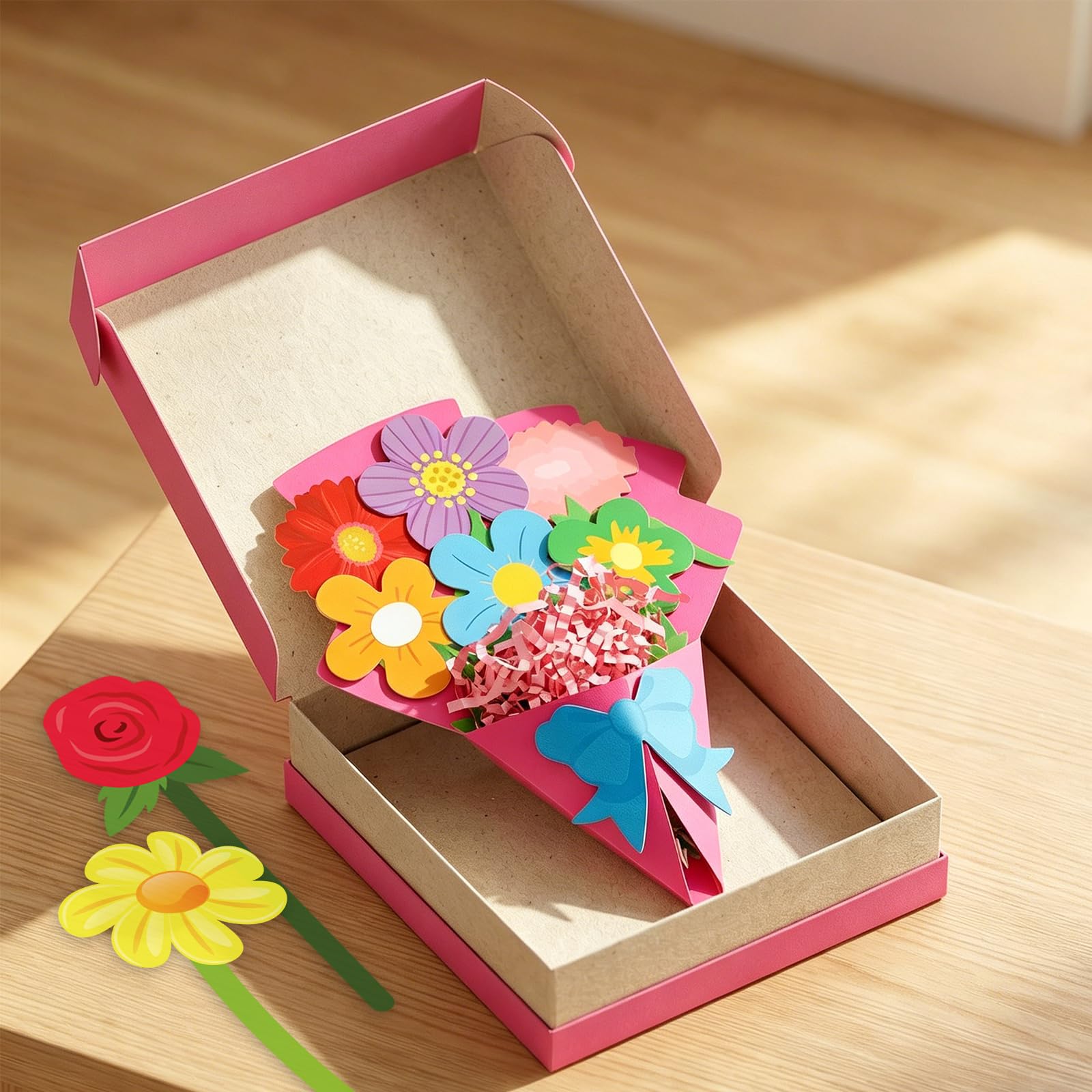 ceiba tree Mothers Day Flower Bouquet Crafts Kit DIY Happy Mother's Day Flower Crafts School Classroom Activities Paper Flowers Party Favors - Image 5