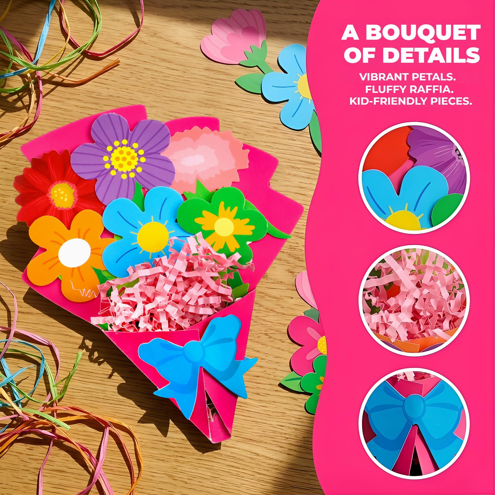 ceiba tree Mothers Day Flower Bouquet Crafts Kit DIY Happy Mother's Day Flower Crafts School Classroom Activities Paper Flowers Party Favors - Image 6