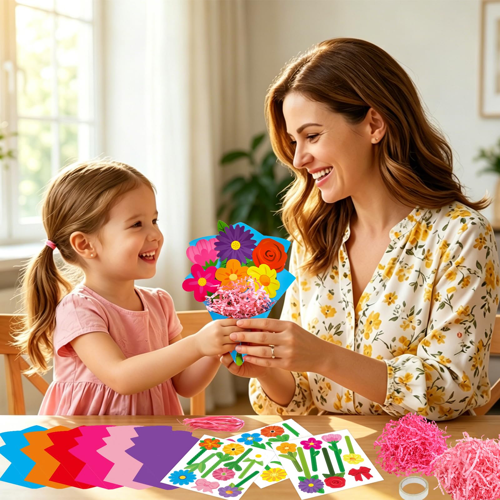 ceiba tree Mothers Day Flower Bouquet Crafts Kit DIY Happy Mother's Day Flower Crafts School Classroom Activities Paper Flowers Party Favors - Image 8
