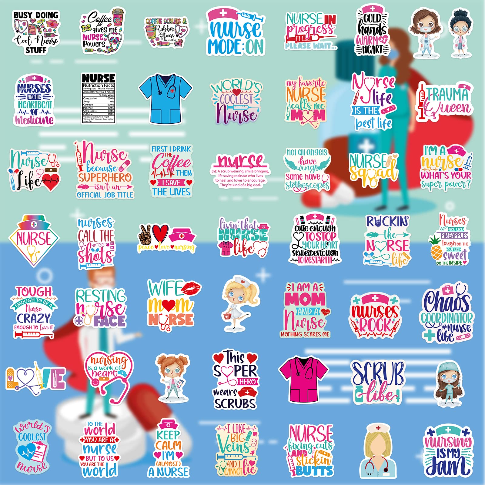 Ceiba Tree Nurse Stickers Nurses Week Appreciation Gifts Nursing School Graduation 2026 Gift Bulk Decals 100pcs White Angels Accessories for Work for Laptop Water Bottles - Image 3