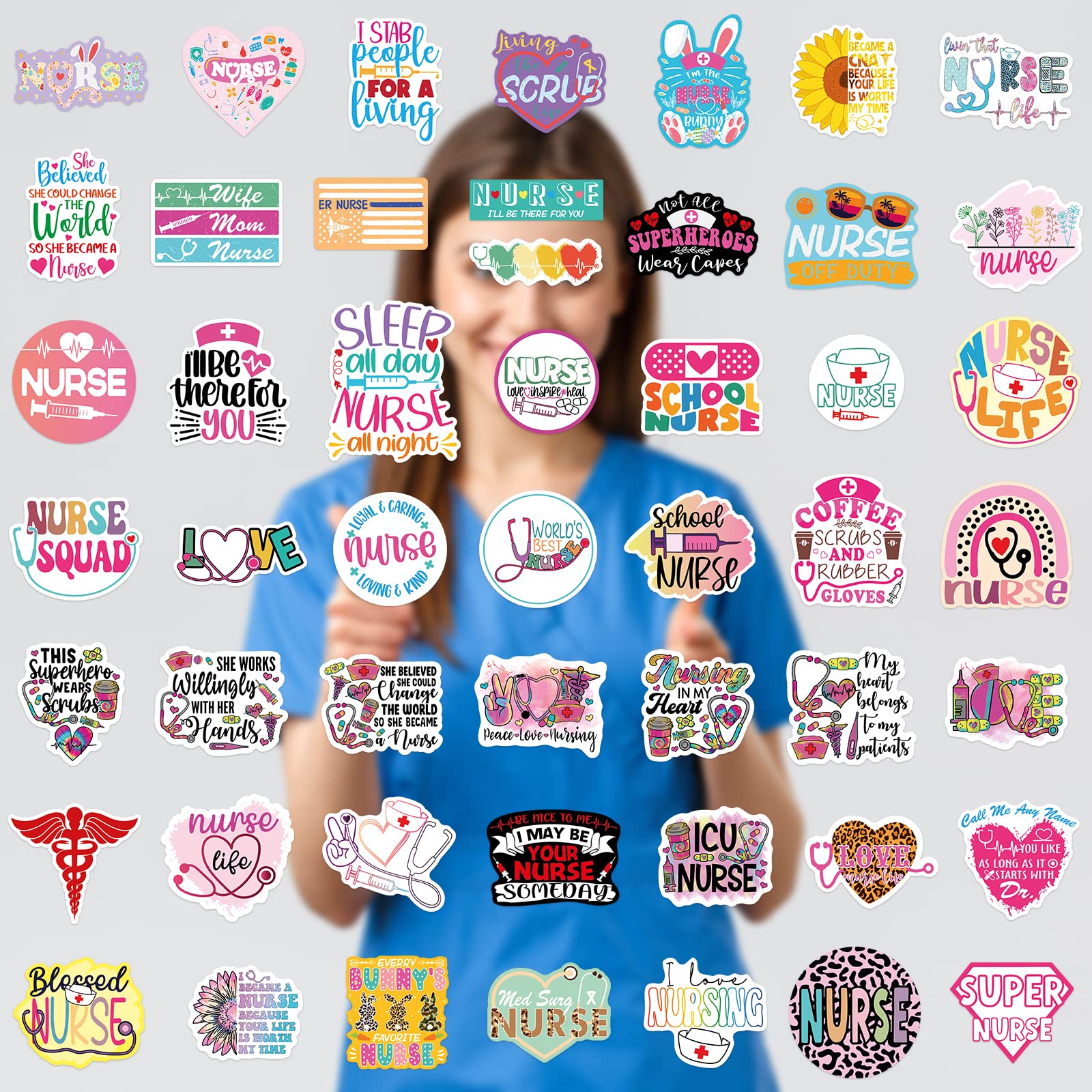 Ceiba Tree Nurse Stickers Nurses Week Appreciation Gifts Nursing School Graduation 2026 Gift Bulk Decals 100pcs White Angels Accessories for Work for Laptop Water Bottles - Image 4