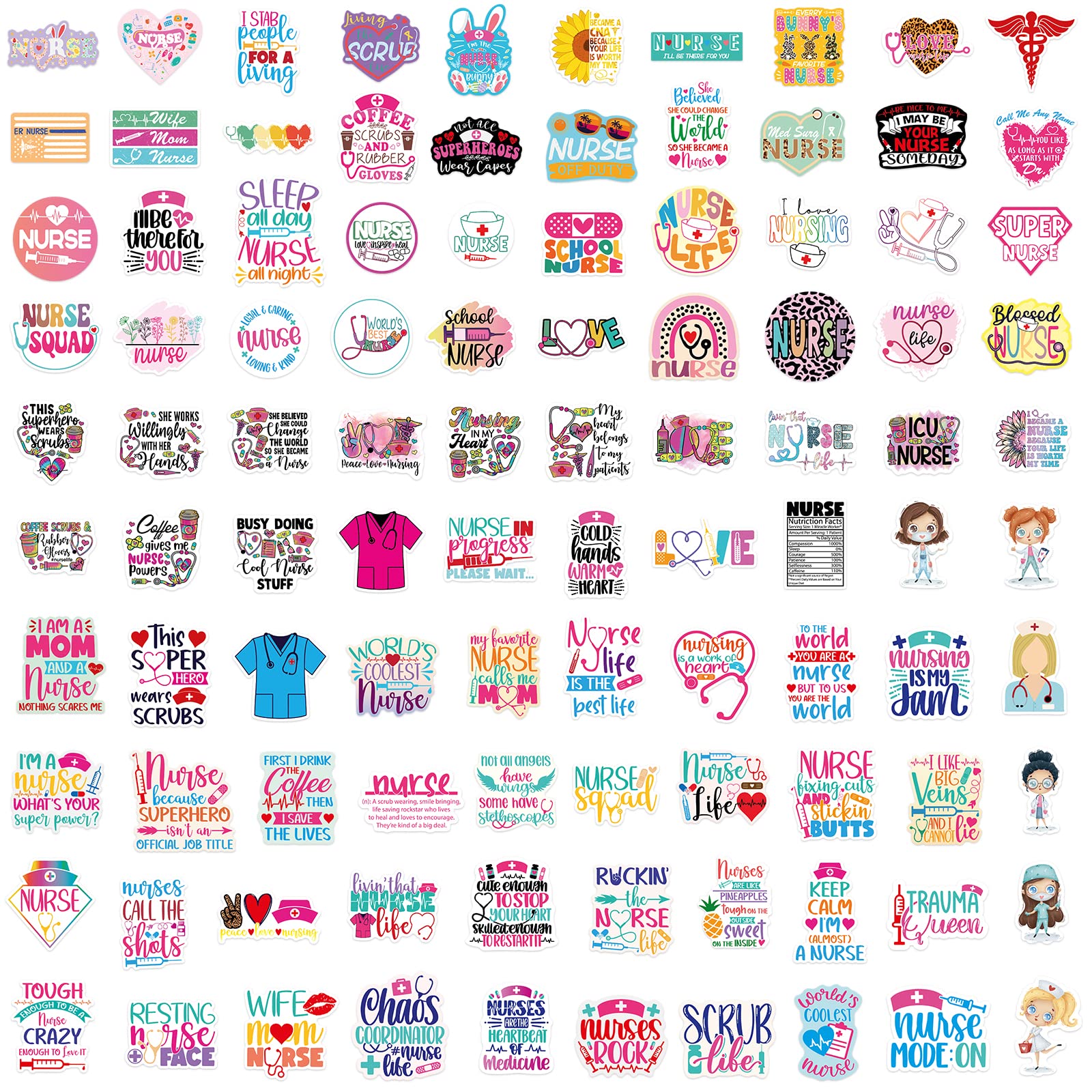 Ceiba Tree Nurse Stickers Nurses Week Appreciation Gifts Nursing School Graduation 2026 Gift Bulk Decals 100pcs White Angels Accessories for Work for Laptop Water Bottles - Image 8