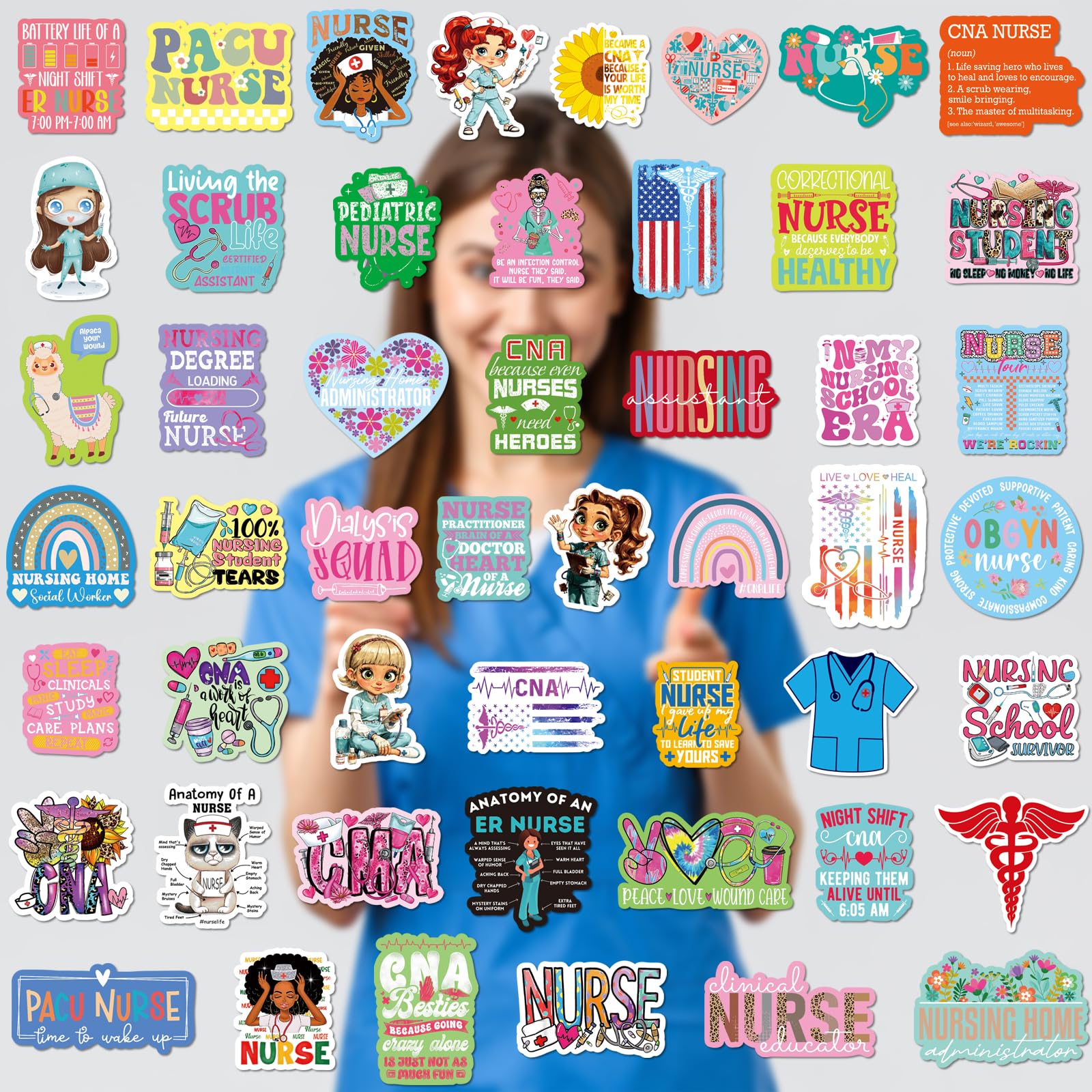 Ceiba Tree Nurse Stickers Nurses Week Appreciation Nursing School Graduation 2026 Gifts 100 Pcs Medical Health Care Workers White Angels Decals Accessories for Work for Laptop Water Bottle Computer - Image 3