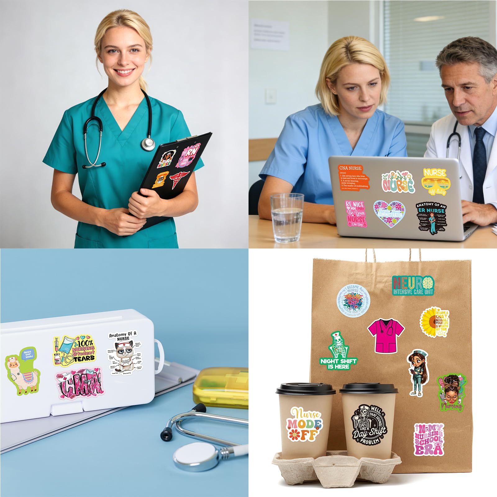 Ceiba Tree Nurse Stickers Nurses Week Appreciation Nursing School Graduation 2026 Gifts 100 Pcs Medical Health Care Workers White Angels Decals Accessories for Work for Laptop Water Bottle Computer - Image 4