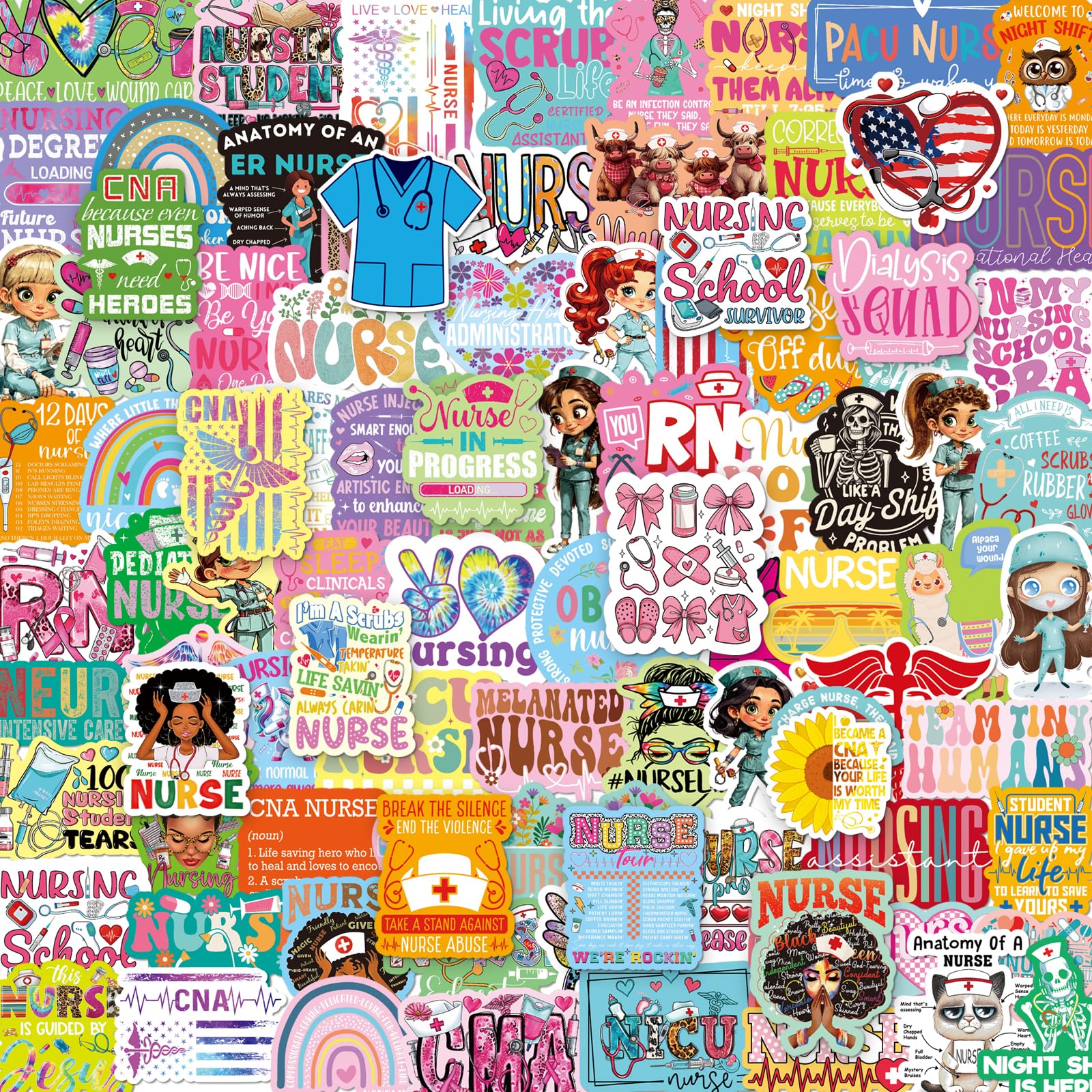 Ceiba Tree Nurse Stickers Nurses Week Appreciation Nursing School Graduation 2026 Gifts 100 Pcs Medical Health Care Workers White Angels Decals Accessories for Work for Laptop Water Bottle Computer - Image 8