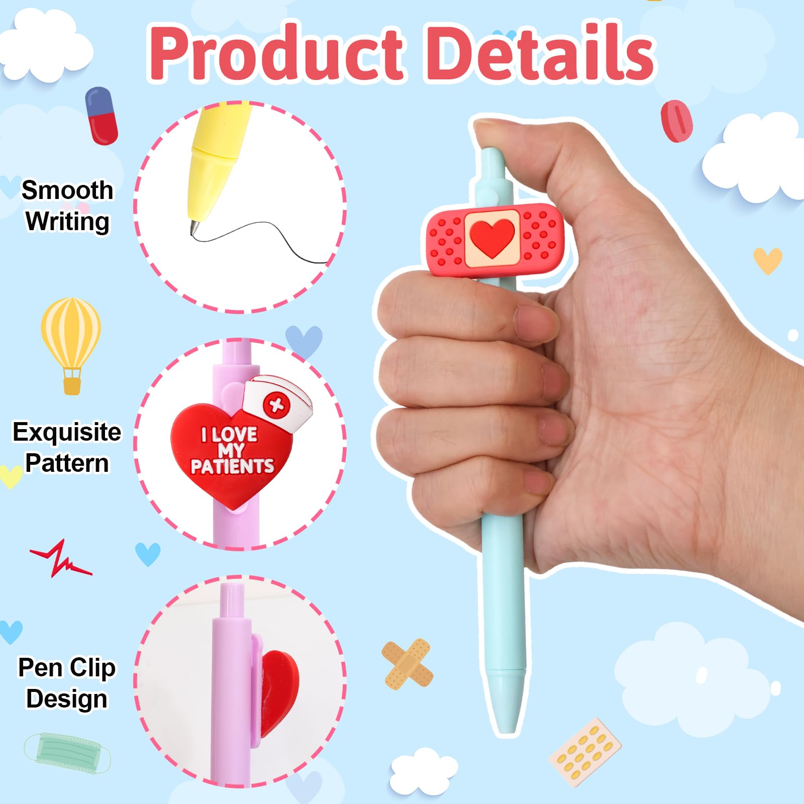 ceiba tree Nurses Pens Cute Black Ink Writing Pens Nurses Appreciation Funny Gifts for Doctors Medical Healthcare Workers Men Woman School Office Supplies - Image 3