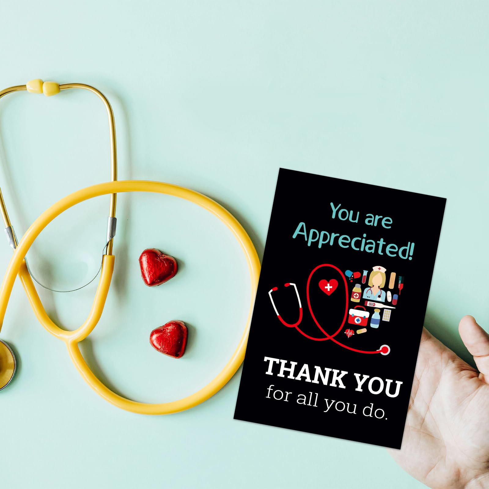 ceiba tree Nurses Thank You Cards 24Pcs Doctors Medical Healthcare Workers Appreciation Greeting Cards with Envelopes and Stickers Thank You Notescard for Nurse Graduation - Image 5