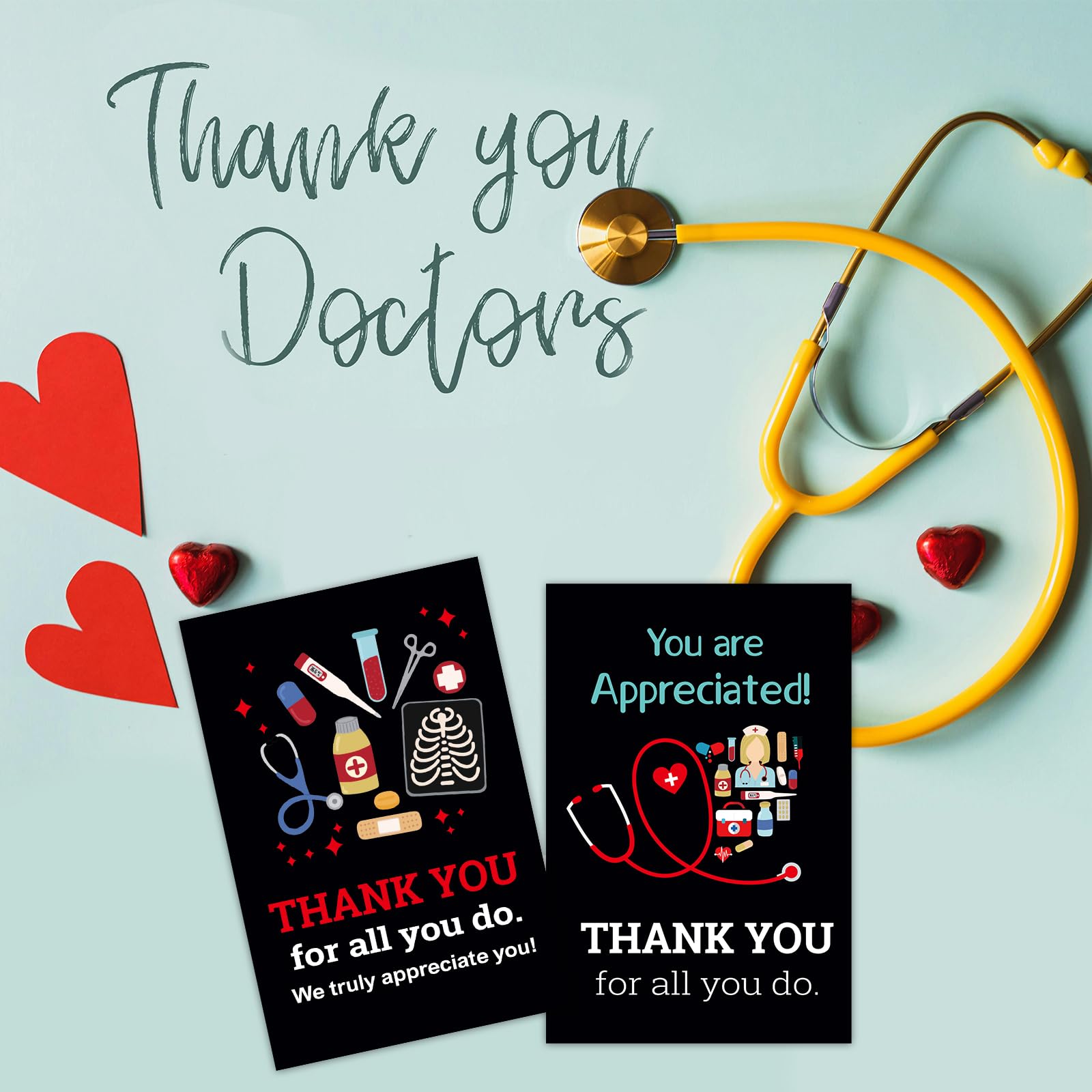 ceiba tree Nurses Thank You Cards 24Pcs Doctors Medical Healthcare Workers Appreciation Greeting Cards with Envelopes and Stickers Thank You Notescard for Nurse Graduation - Image 6