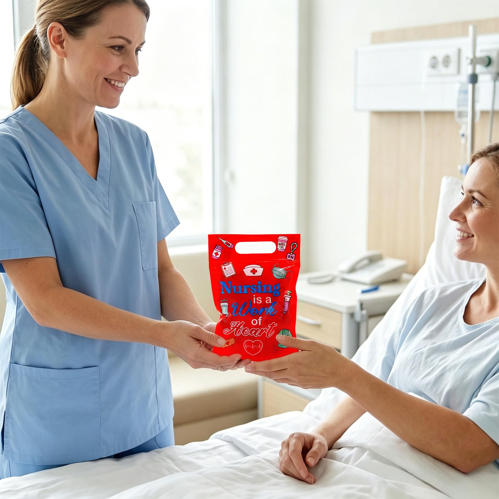 Ceiba Tree Nurses Week Plastic Gift Bags with Handles 50 Pcs Thank You Nurse Appreciation Nursing School Congrats Graduation Treat Goodie Candy Bags Small 8.7 x 6 in Medical Doctor Healthcare Party Supplies - Image 5