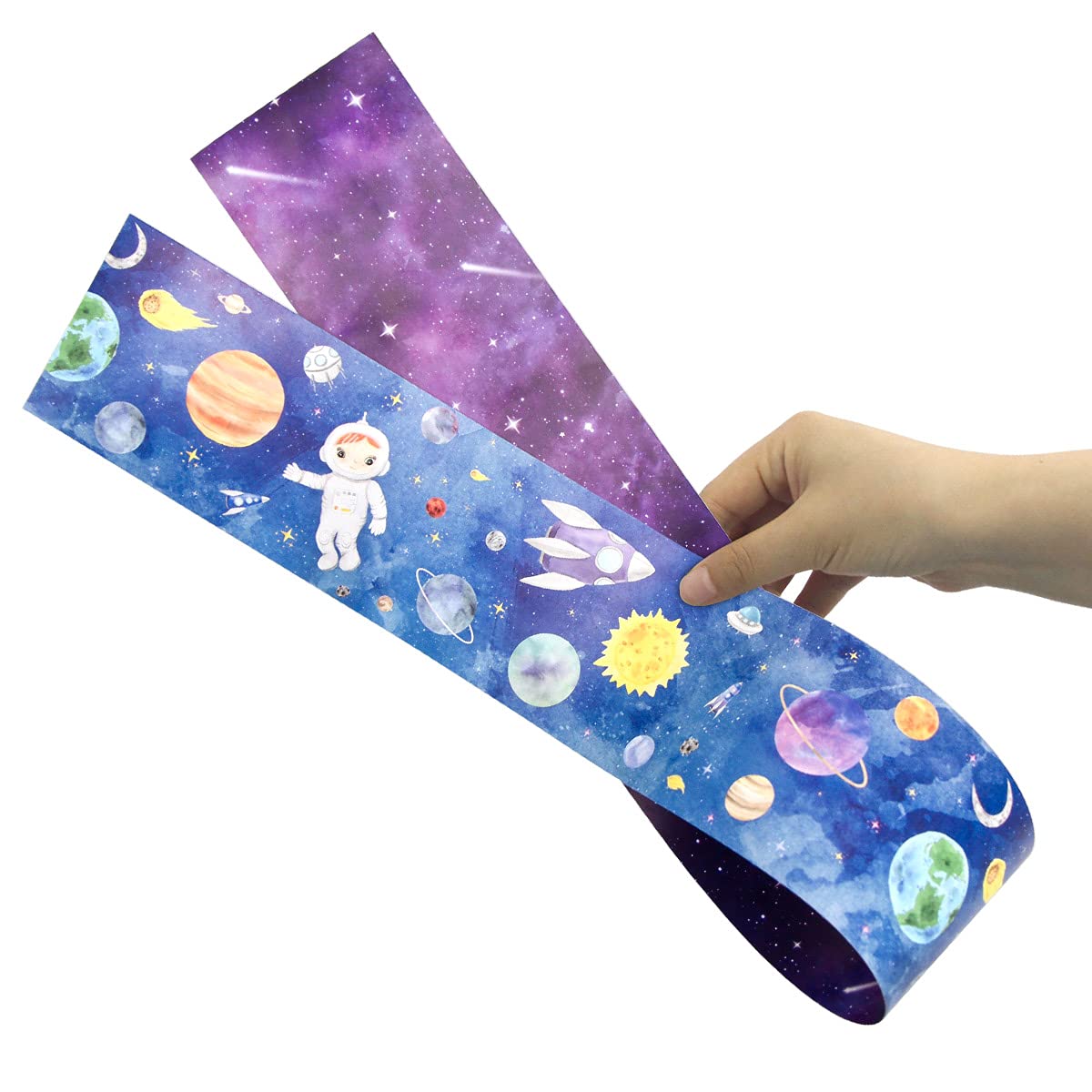 Ceiba Tree Outer Space Bulletin Board Borders Double-Sided Starry Sky Planet Watercolor Straight Border Trim for Whiteboard Classroom Door Wall Decor 36ft - Image 4