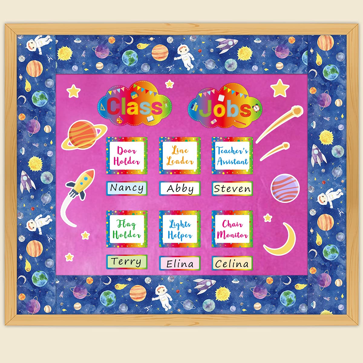Ceiba Tree Outer Space Bulletin Board Borders Double-Sided Starry Sky Planet Watercolor Straight Border Trim for Whiteboard Classroom Door Wall Decor 36ft - Image 6
