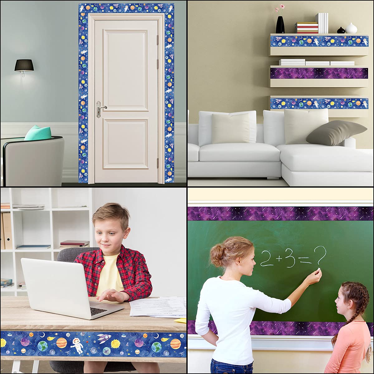 Ceiba Tree Outer Space Bulletin Board Borders Double-Sided Starry Sky Planet Watercolor Straight Border Trim for Whiteboard Classroom Door Wall Decor 36ft - Image 7