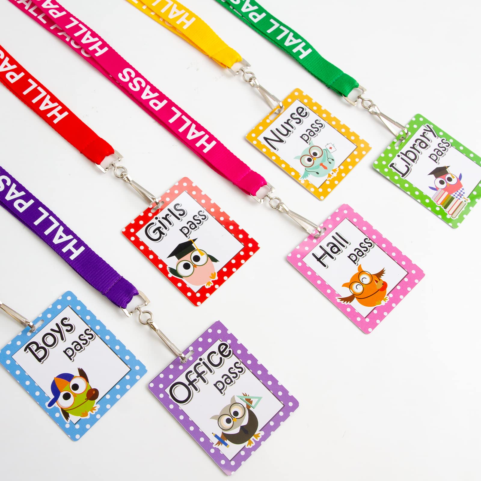 Ceiba Tree Owl Hall Pass Lanyards – Set of 6 (Hall, Office, Library, Nurse, Boy & Girl) with Breakaway Buckle for Students, Teachers & Office Supplies - Image 6